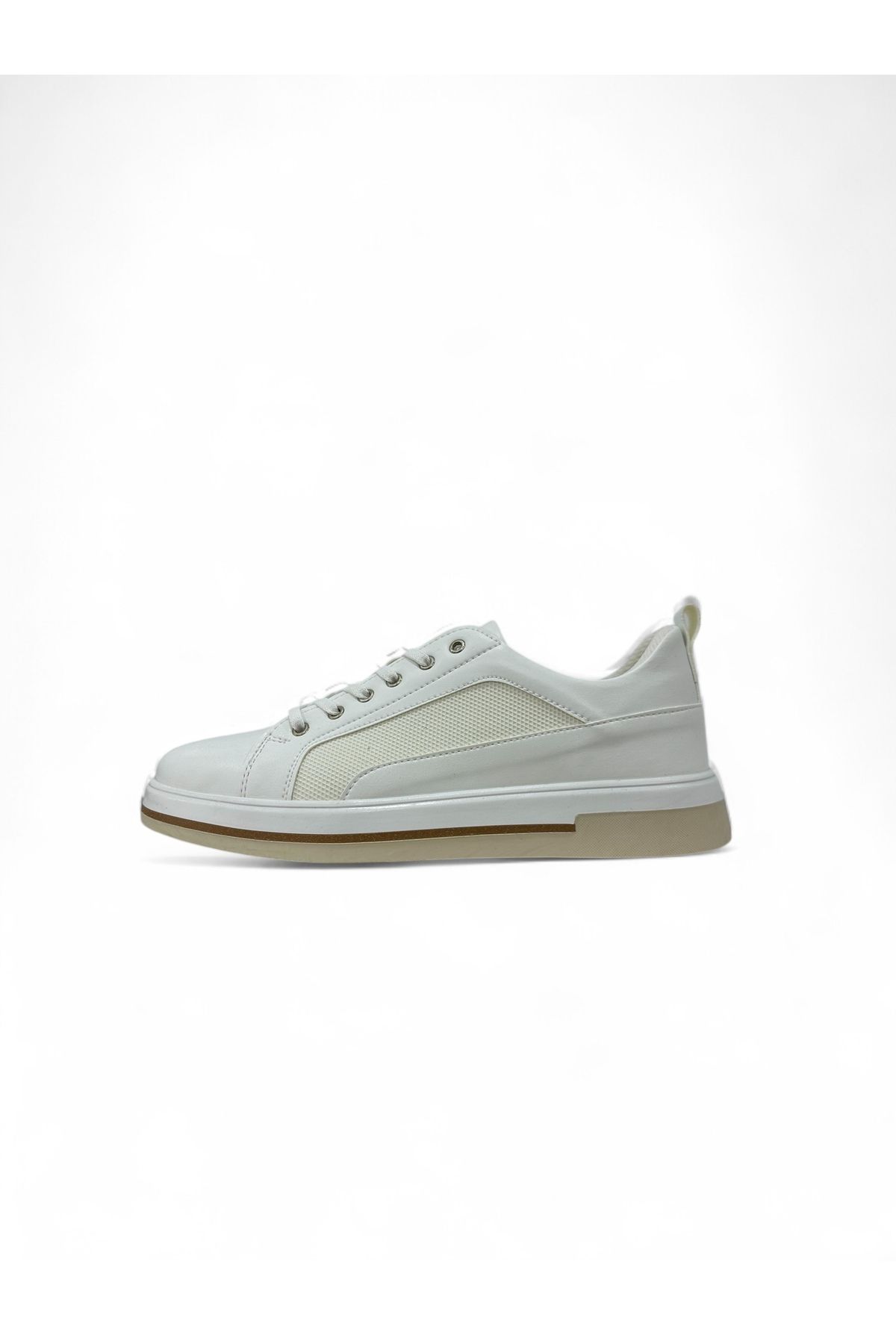 Butik Erkek Beyaz Bağcıklı Günlük Sneaker