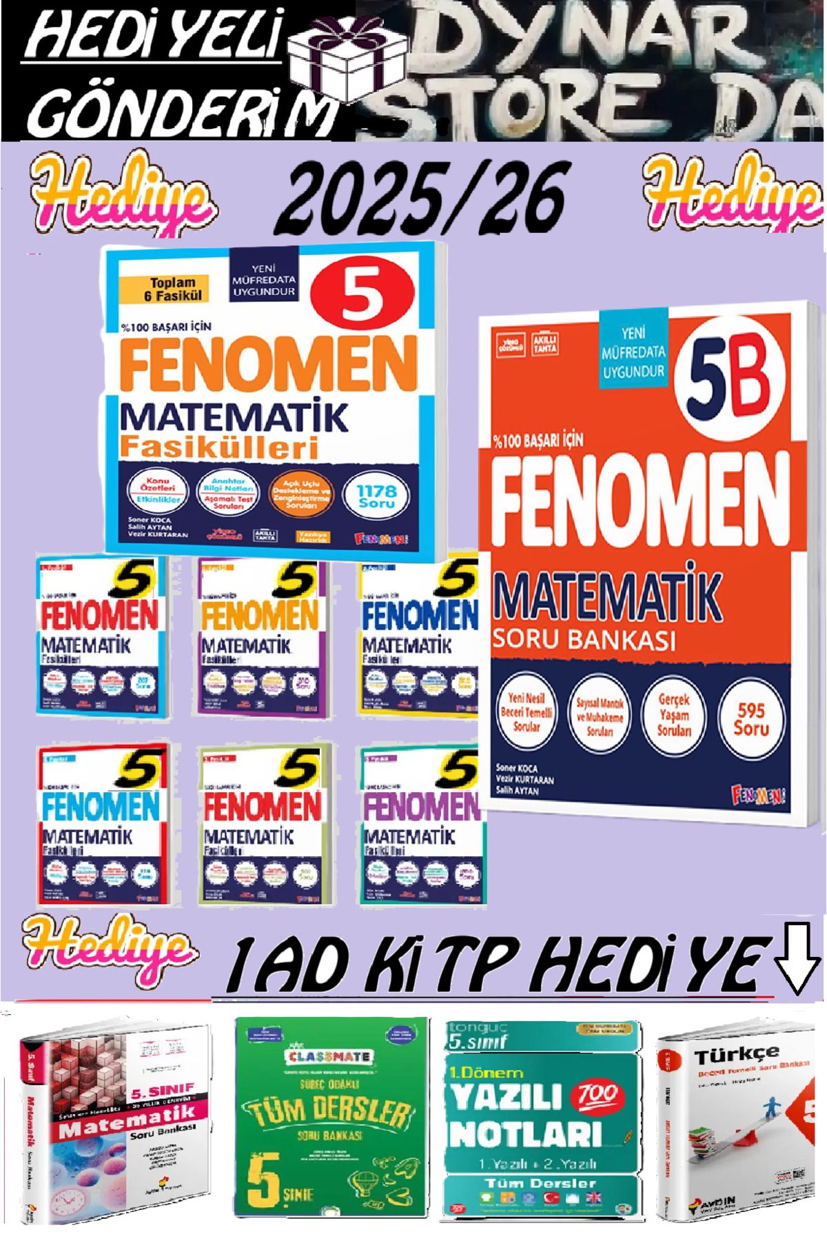 Fenomen Yayıncılık Fenomen Yayınları 5 Sınıf Matematik Fasikül Seti ve Matematik B Soru Bankası DYNAR STORE 2025-26