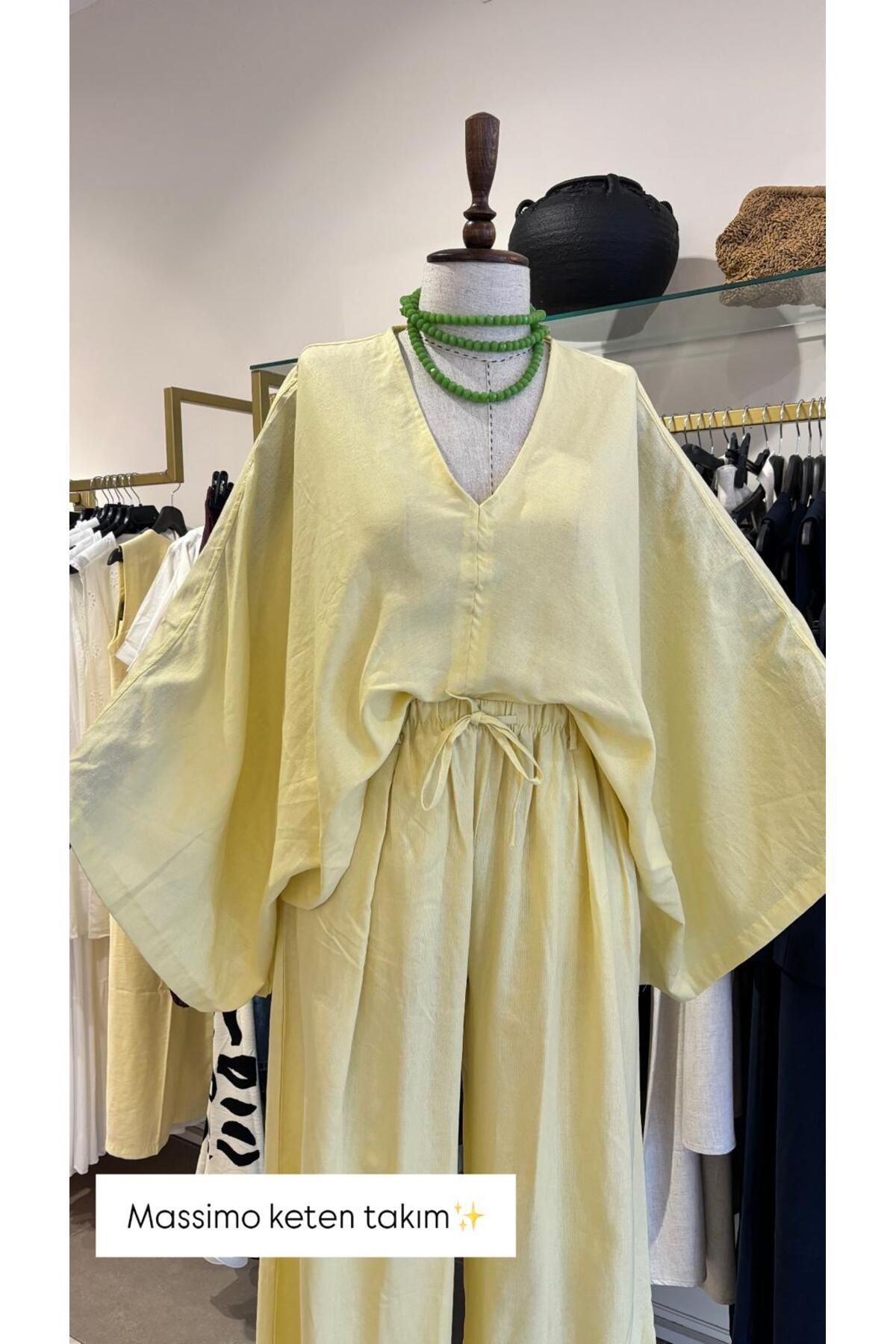 The Zest Boutique Yarasa Kol Keten Takım