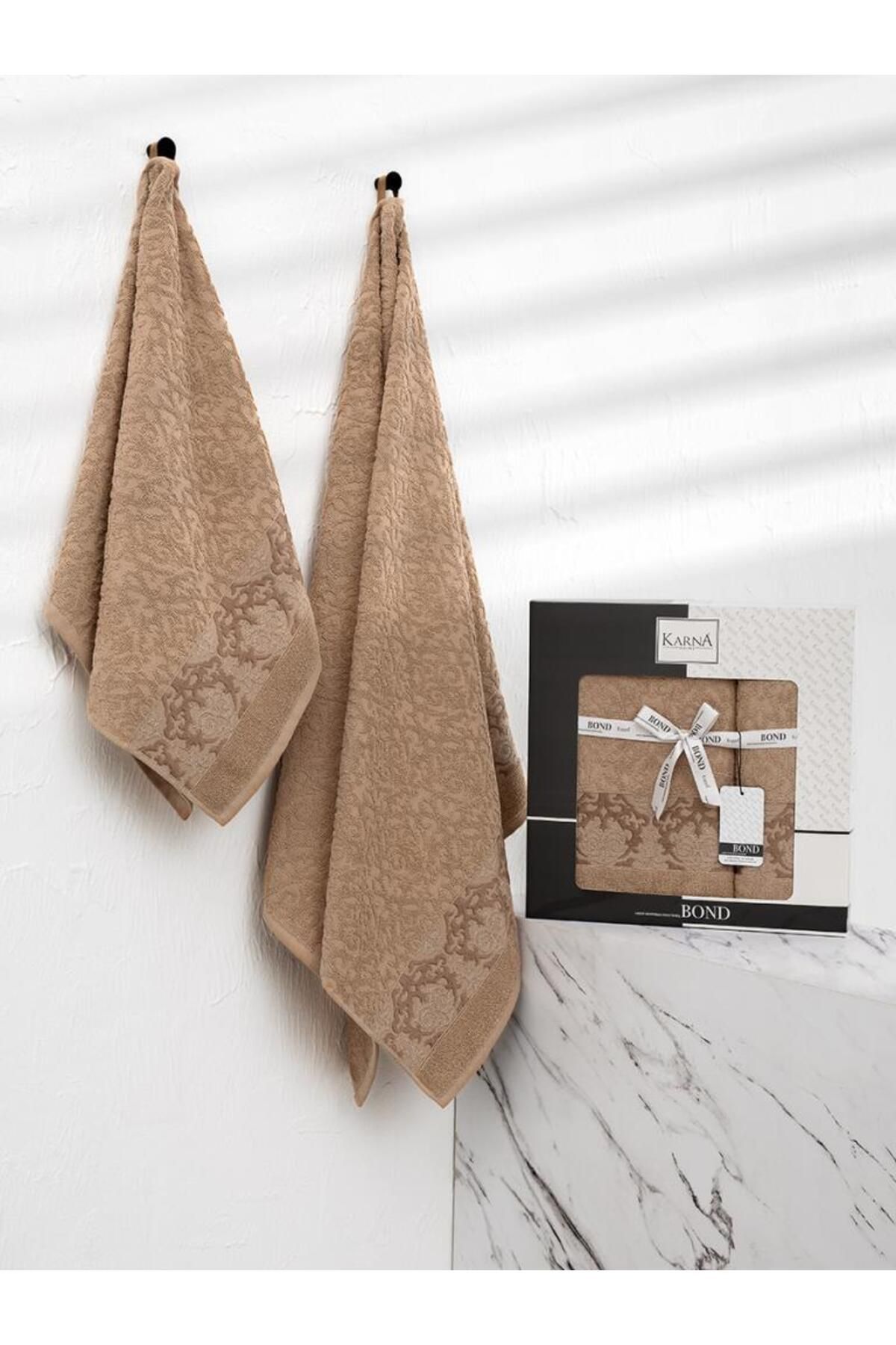 Karna Home Jakarlı Pamuk Havlu Takımı Bond Zarif ve Dayanıklı 50x90