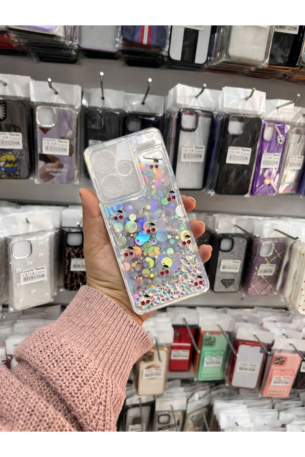 TECNOTREND Xiaomi Redmi Note 13 Pro Plus Sulu parıltılı Hologramlı şeffaf silikon kılıf