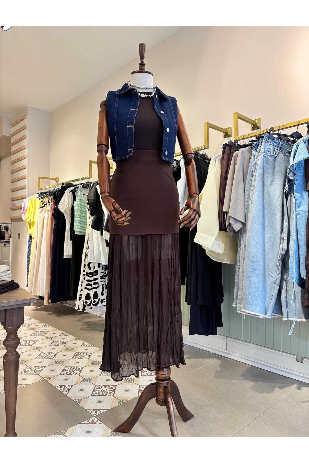 The Zest Boutique Acı Kahve İçi Kraşlı Etek