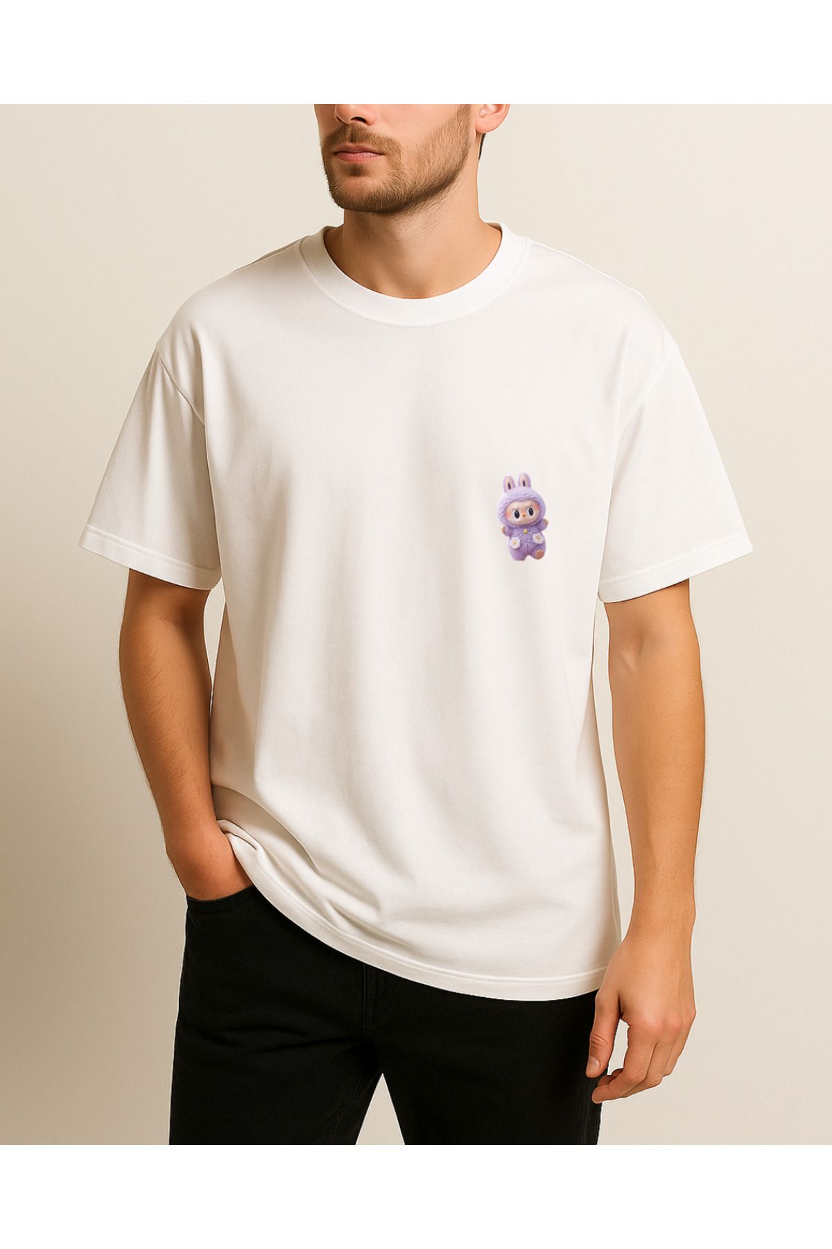 Ebiidesign Lila LABUBU Baskılı Tasarımlı T-Shirt