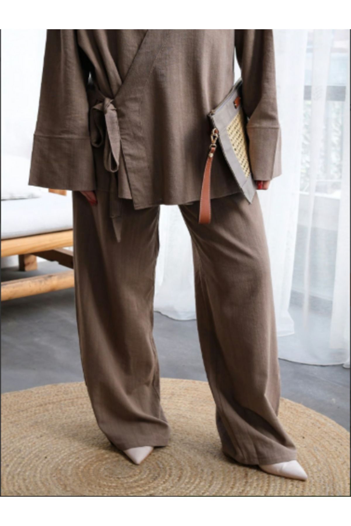 Seka Store Asimetrik Kimono Takım Kahve