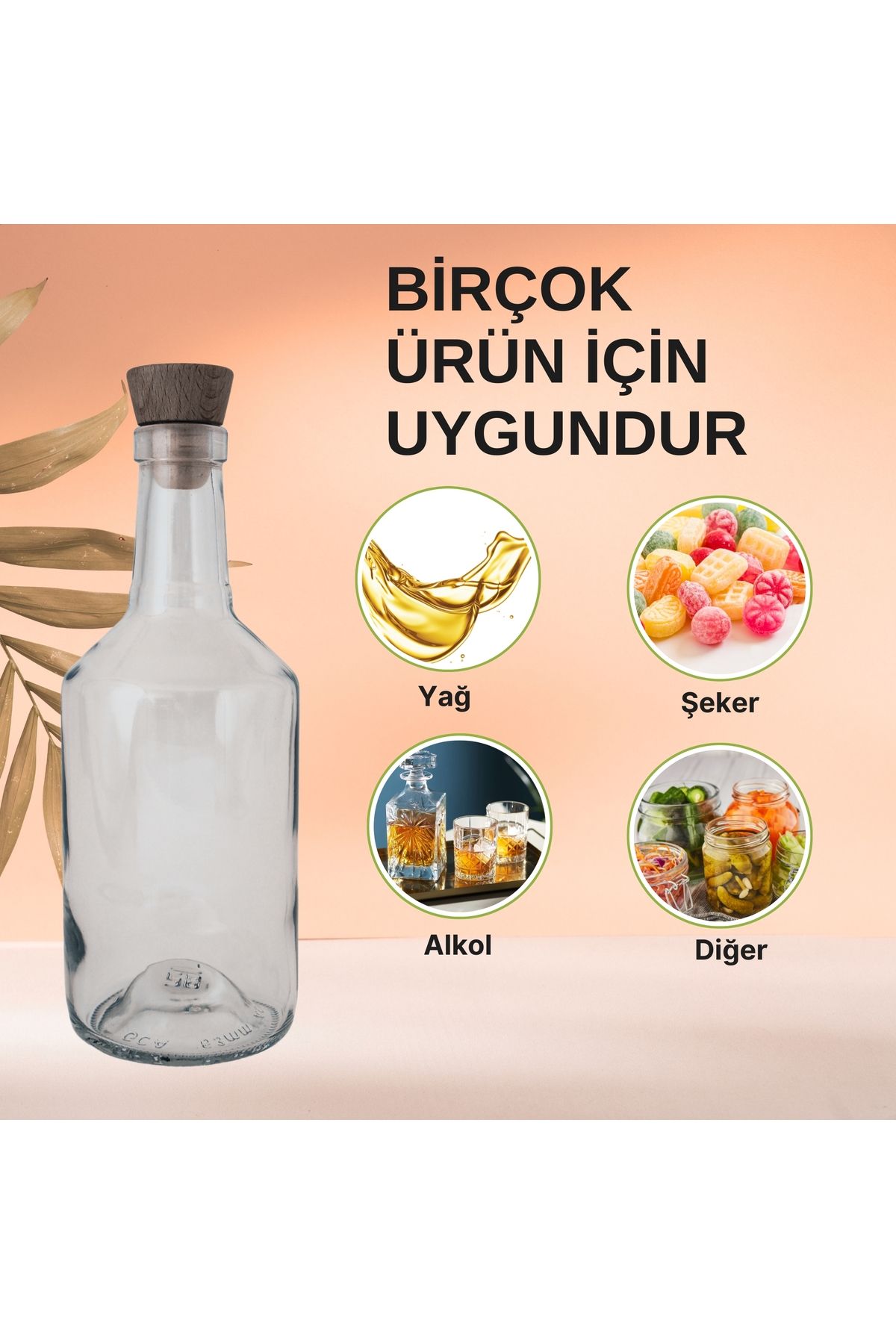 Massteelger 750 ml Cam Şişe – Ahşap Tıpalı Sunum ve Saklama Şişesi (London model)