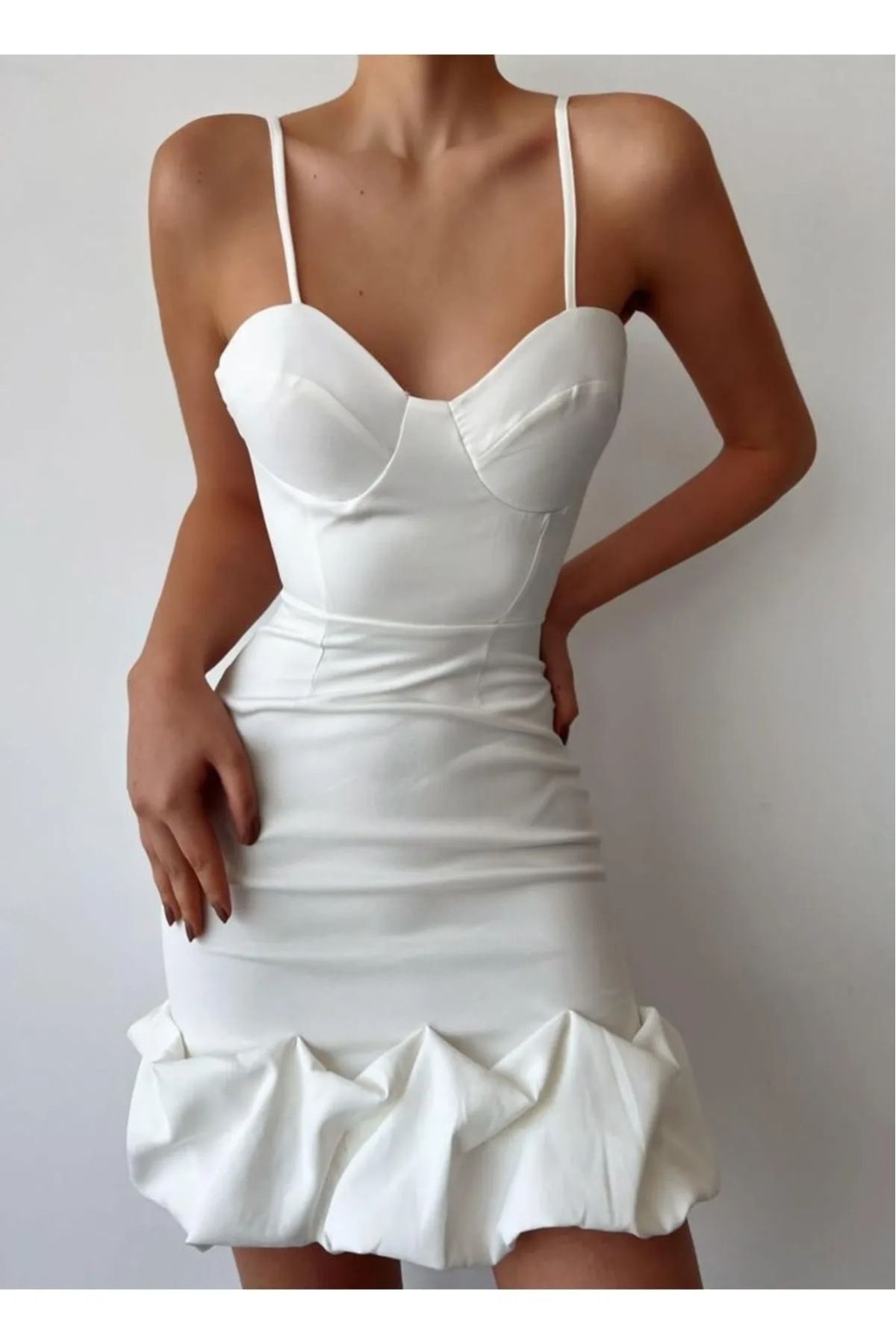 Kese Fashion Store Kadın Beyaz Mini Elbise