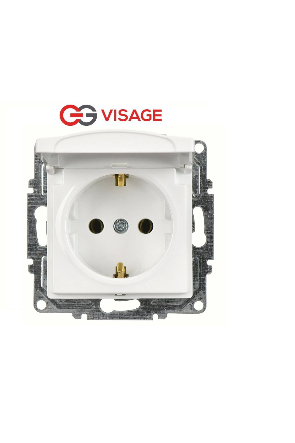 Emper Visage Beyaz Kapaklı Topraklı Priz Çerçevesiz - Priz ve Anahtar İçin Uyumlu Çerçeve