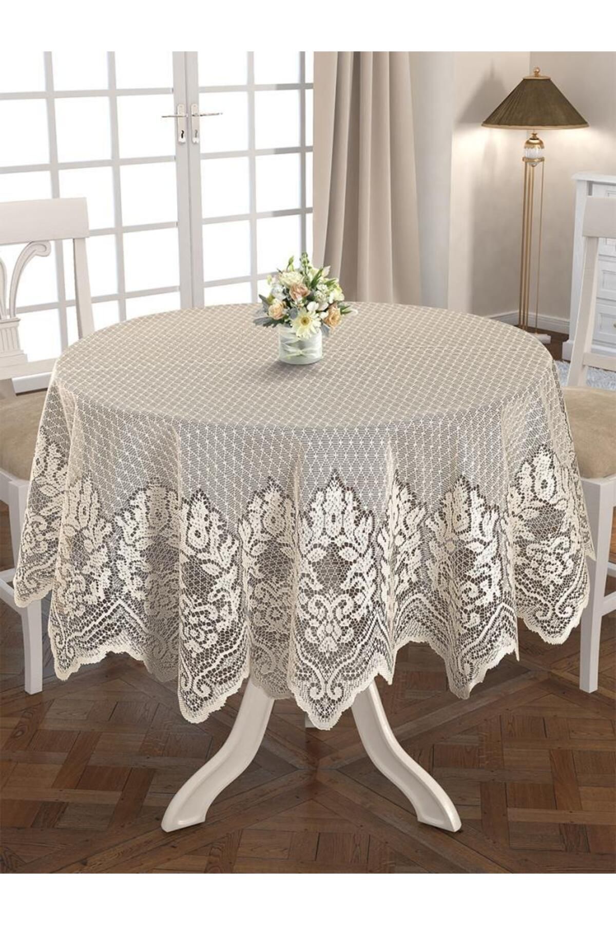 Karna Home Masa Örtüsü Dantelli Marion Yuvarlak
