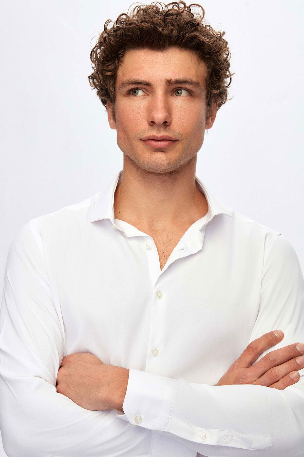 Twn-Slim Fit Λευκό απλό πουκάμισο 4