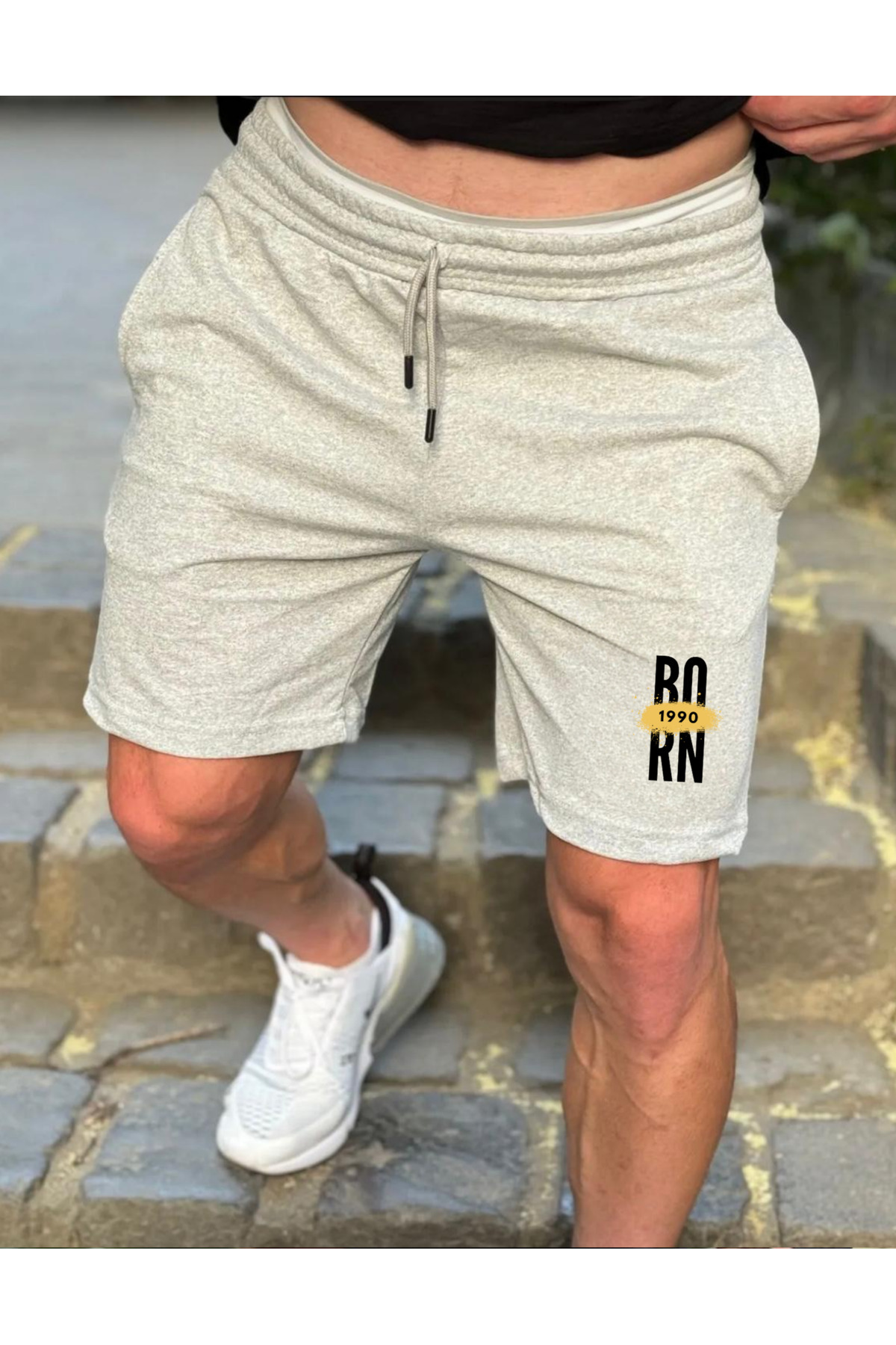 DEEPSENCE Men's Gray Born Combed Cotton Casual Shorts Fitness Sports Workout Running
