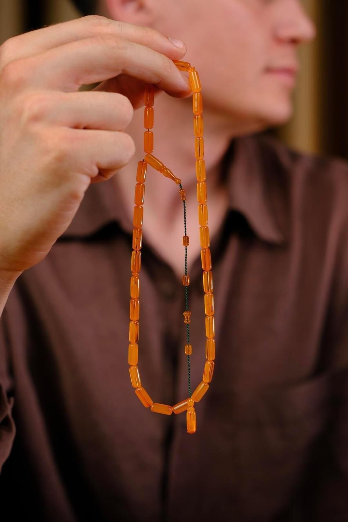 dergah tesbih Master Semih Dinçer Üst Düzey Koleksiyonluk Eski Osmanlı Sıkma Kehribar Tesbih (Antique Faturan Ambe