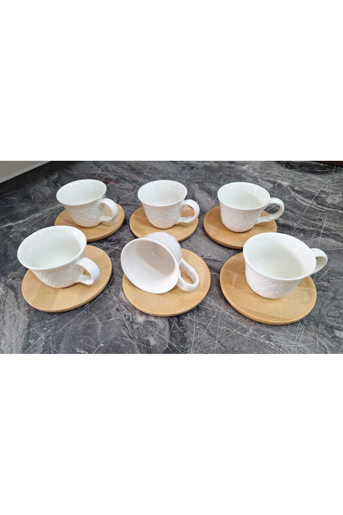 DuhaDTM Bambm 6 Lı Kahve Fincan Takımı Çiçekli desen