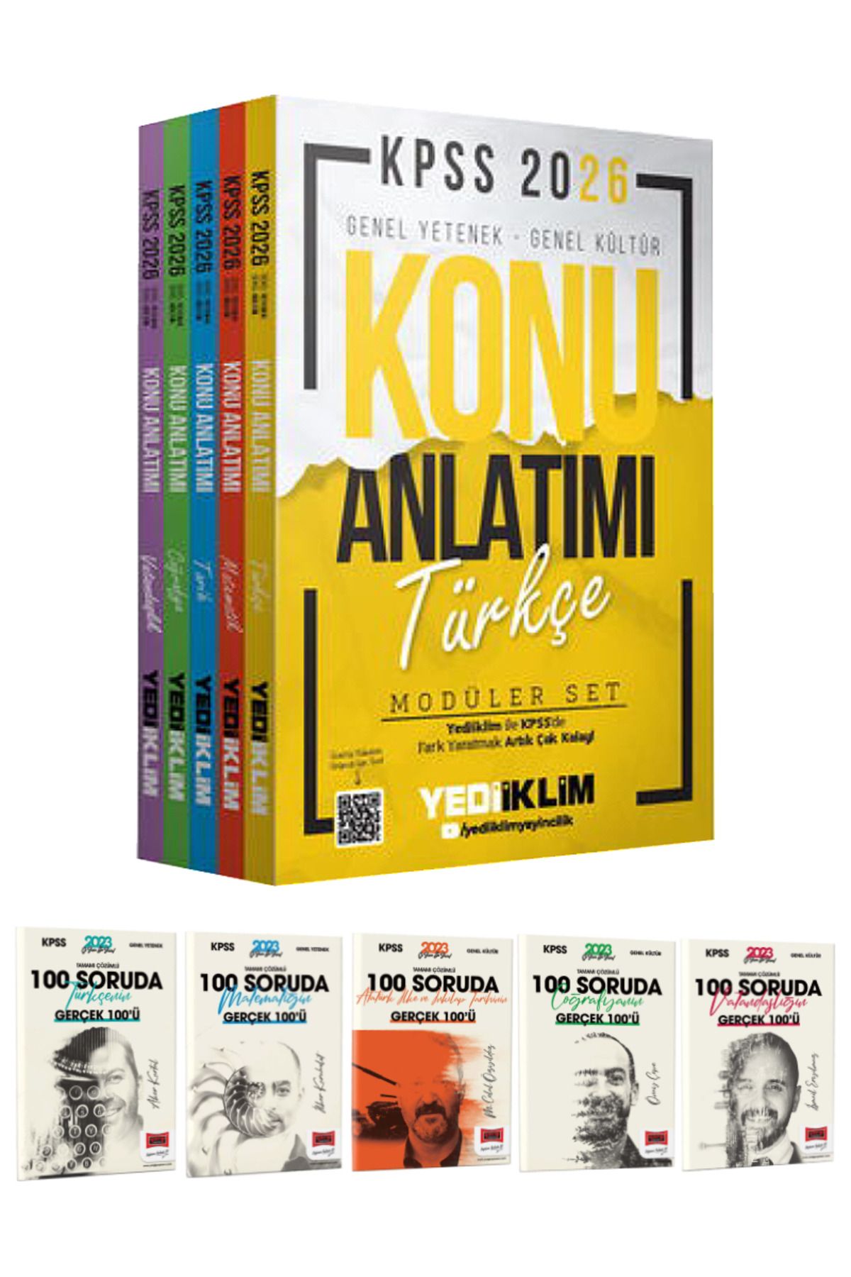 Yediiklim Yayınları 2026 KPSS Genel Yetenek-Genel Kültür Tüm Dersler Konu Anlatımı Modüler Set+Tüm Dersler 100 Soru Seti
