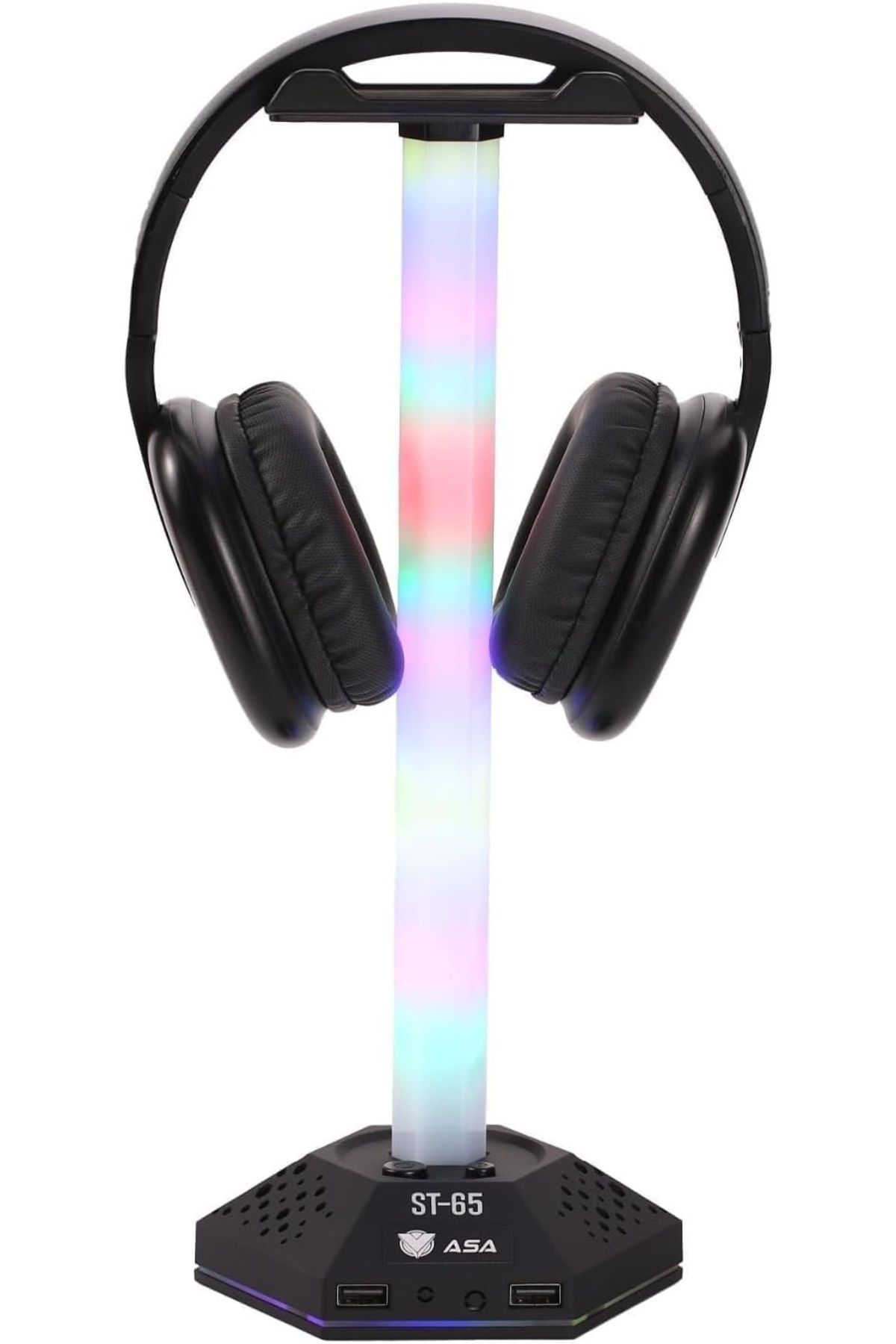 ASA-Headset Stand With 2 Port USB Hub – Dynamic RGB lighting with 1.2m Cable length | Black 1