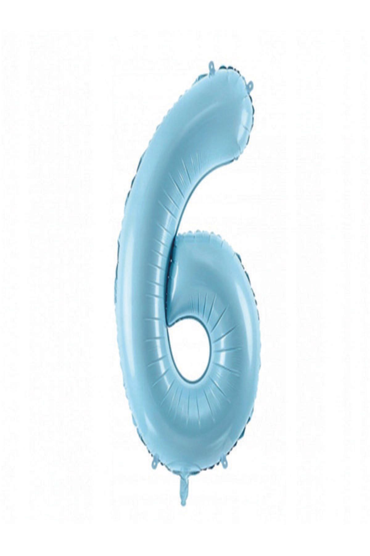 Masal Şekerleme 6 Rakam Mavi Folyo Balon 75 cm Folyo Balon