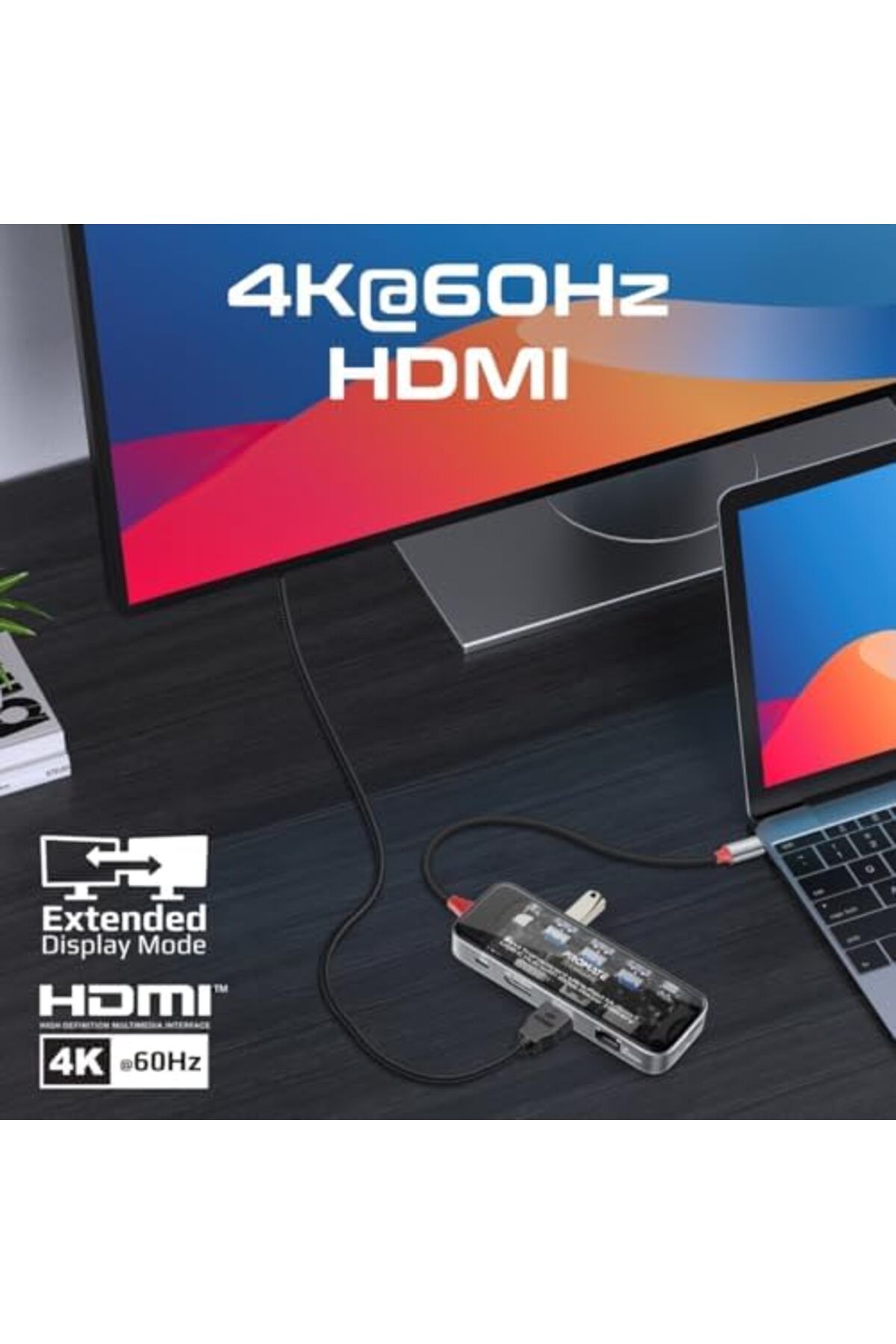 Promate-USB-C™ Hub, 11-in-1 Multi-Display Hub with Dual 4K HDMI, 4K DisplayPorts, Ultra-Fast 1000M 4