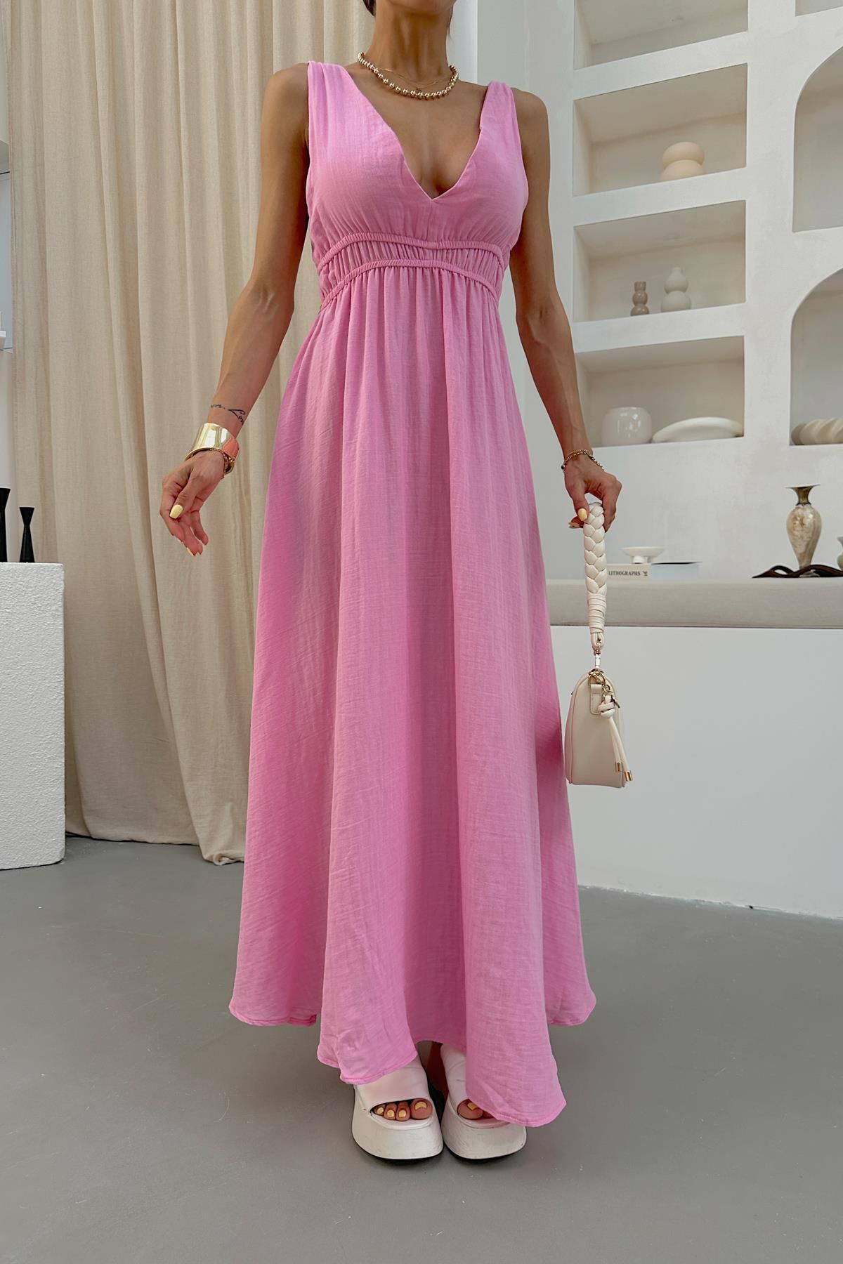 mylove Müslin Maksi Elbise Pembe