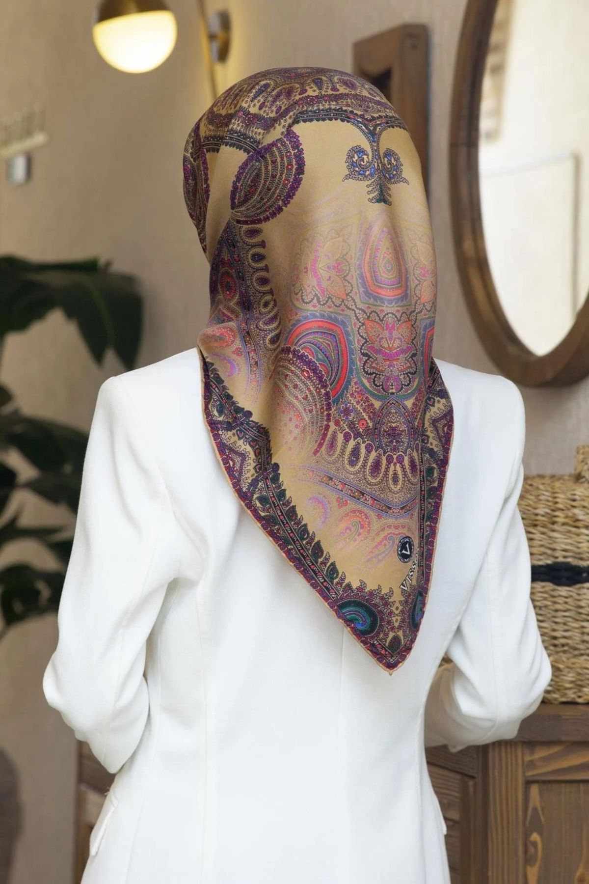 Vissona Twill İpek Eşarp Bej