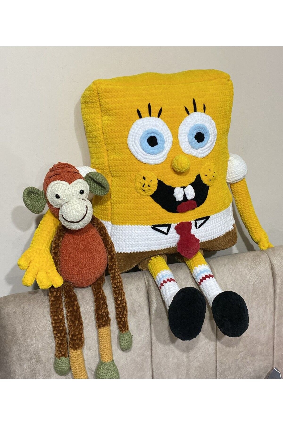 sudegurumi AMİGURUMİ EL ÖRGÜSÜ SÜNGERBOB DEV BOY 70 CM