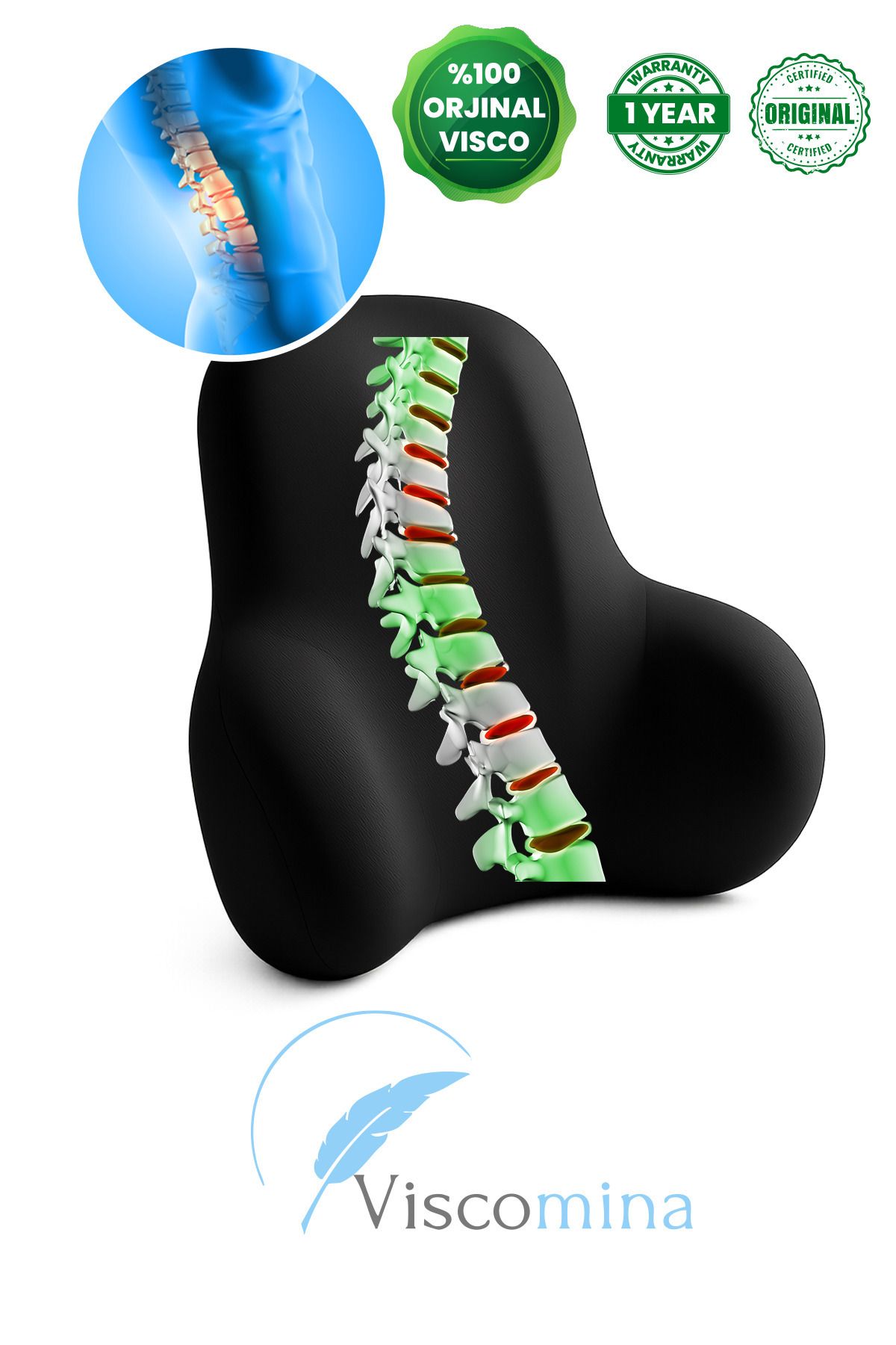 teknotrust Ergonomik Bel Yastığı, Ofis, Araç ve Ev Kullanımı İçin Konfor Sağlar
