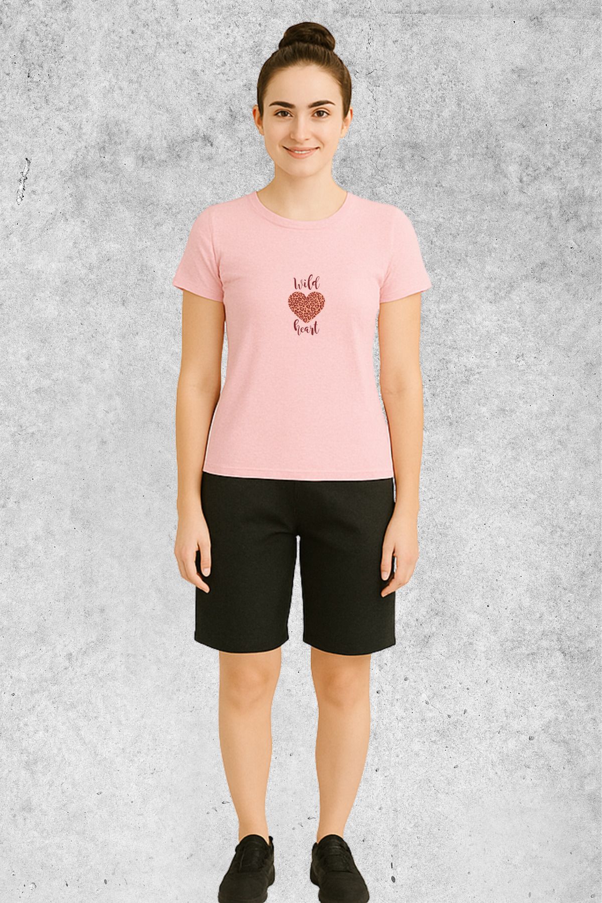 MOLICO Basic unisex sıfır yaka kısa kollu WİLD HEART BASKILI TSHİRT