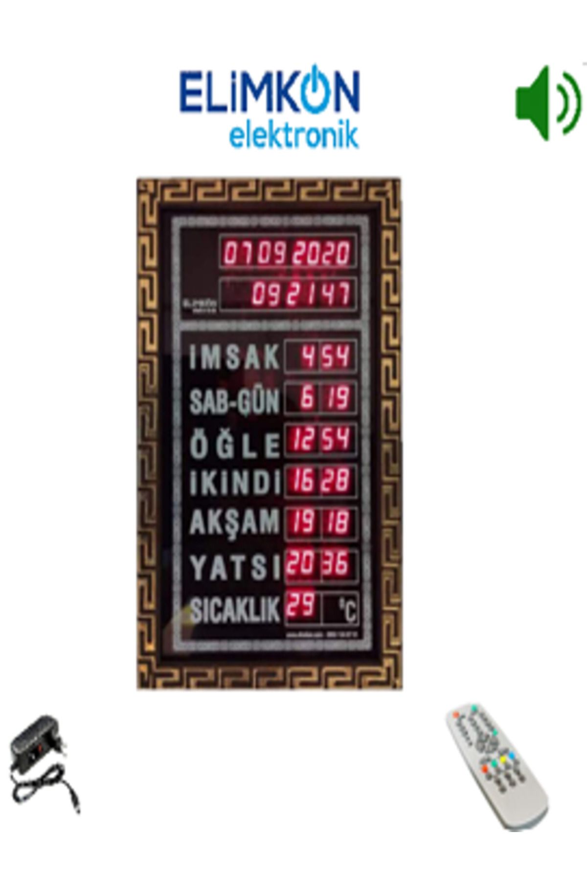 Elimkon VAKİTMATİK DİJİTAL İMSAKİYE EV OFİS TİPİ KUMANDALI EZANLI GÜMÜŞ