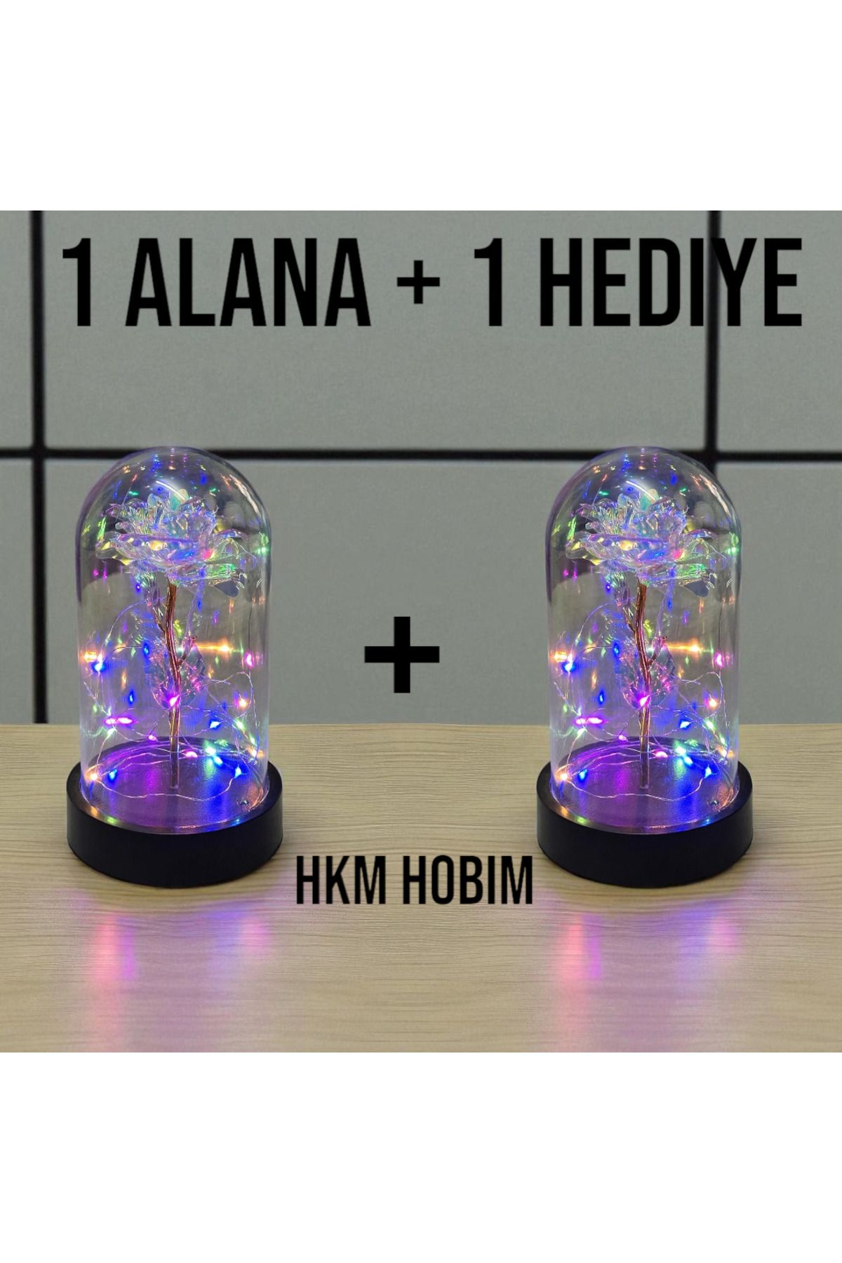 HKM Hobim Solmayan Gül Fanus – RGB Işıklı Galaxy Lamba | Hediye & Dekoratif Gece Lambası 1 ALANA + 1 HEDİYE
