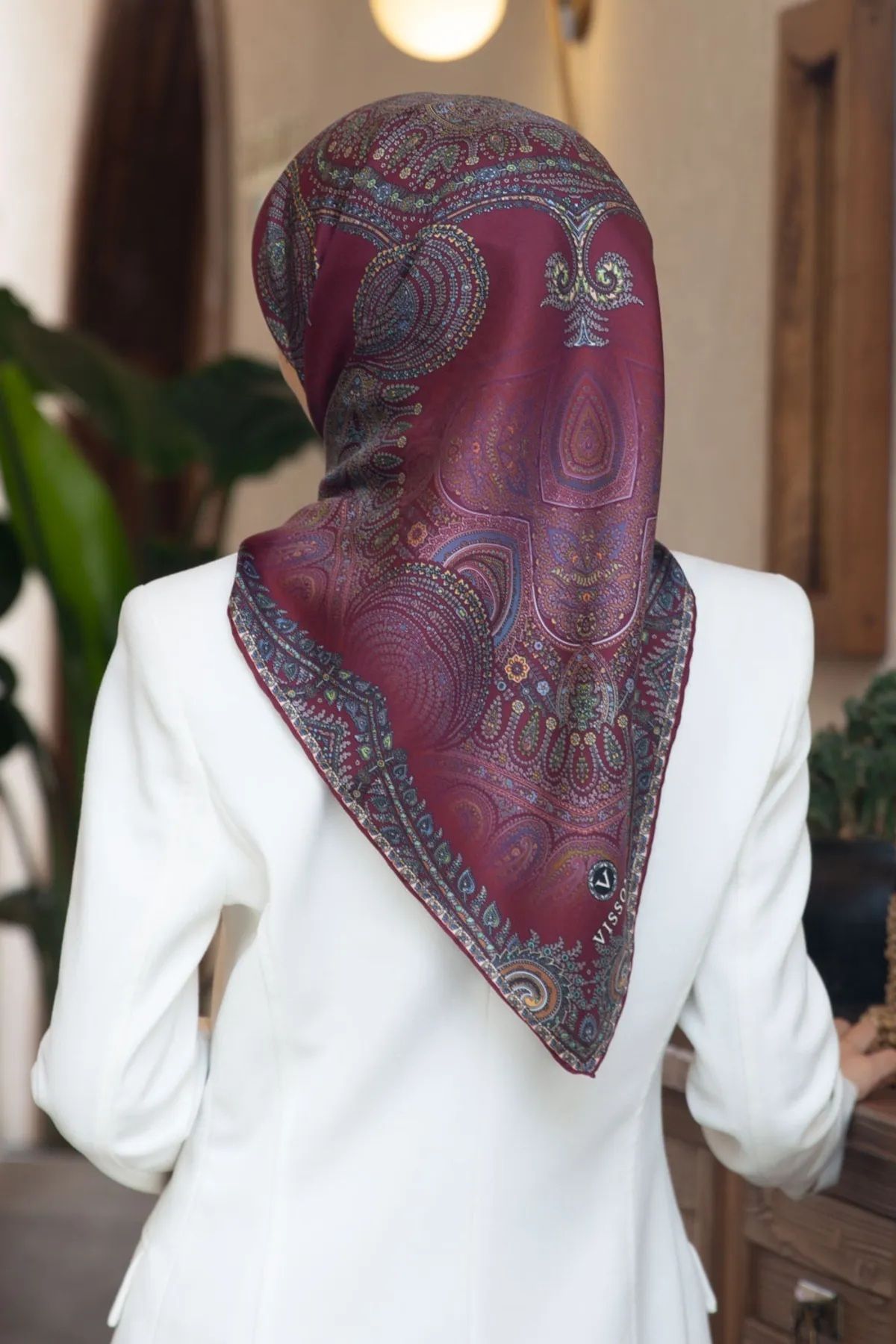 Vissona Twill İpek Eşarp Bordo
