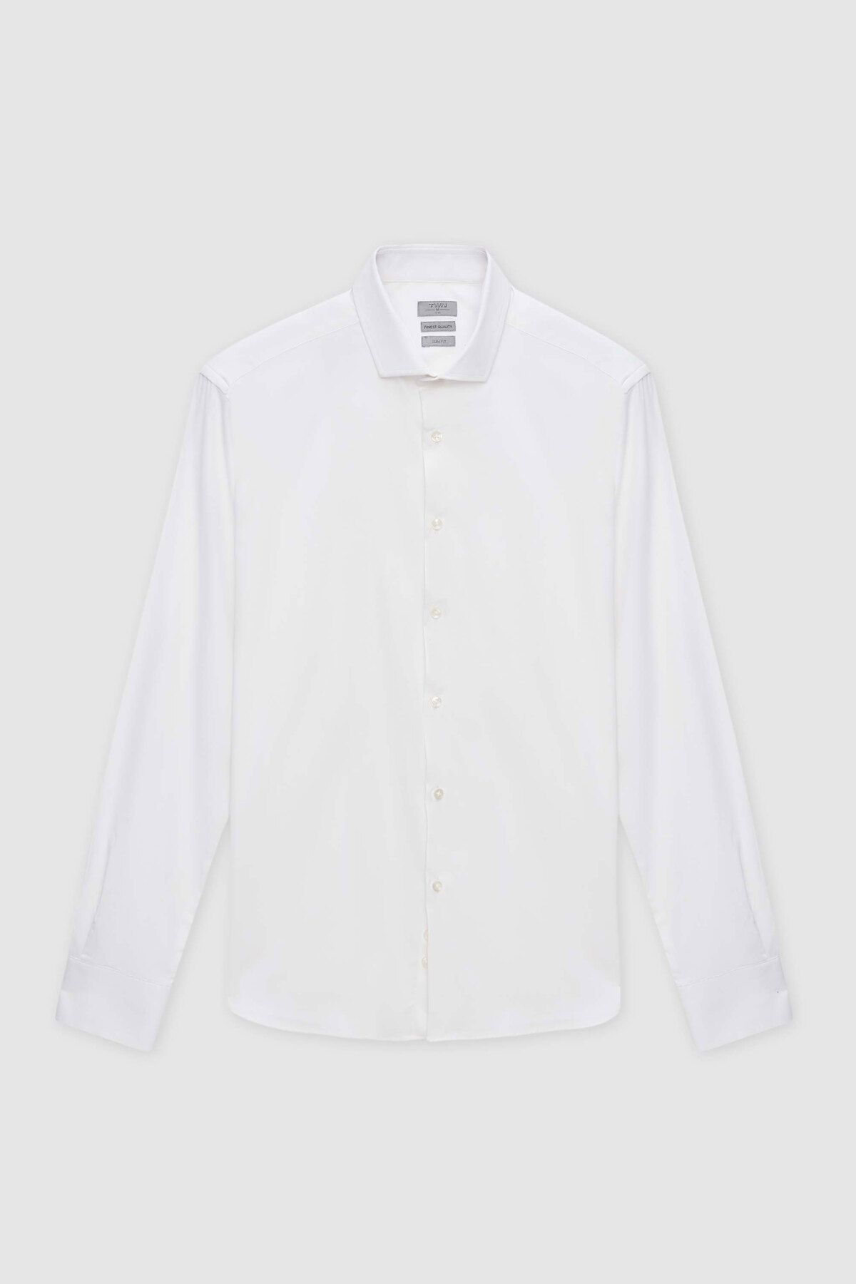 Twn-Slim Fit Λευκό απλό πουκάμισο 5