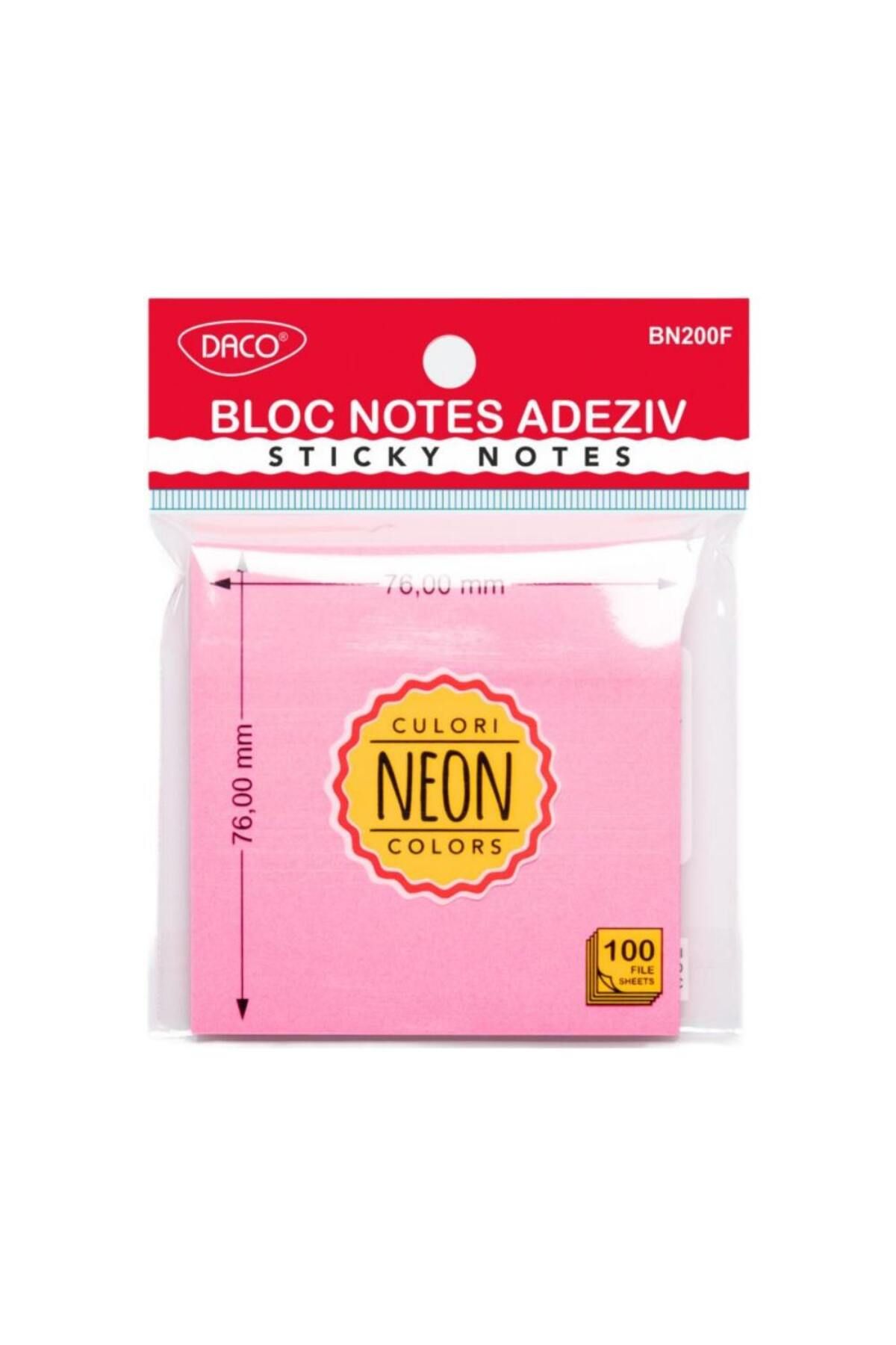 daço-Sticky Notes Pad Fuchsia Neon Fuchsia Daco, Size 76x76 mm, 100 Files 1