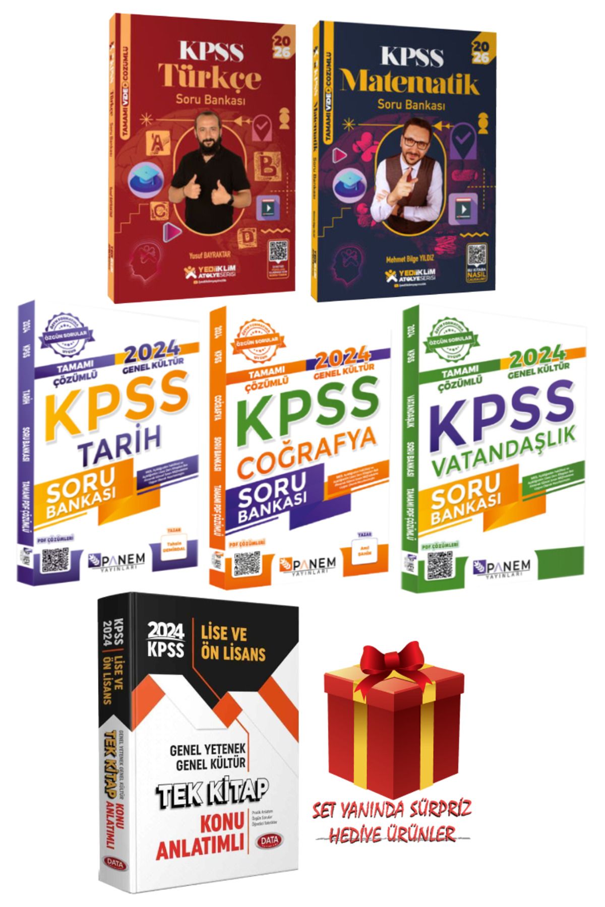 Yediiklim Yayınları 2026 KPSS Türkçe+Matematik+Tarih+Coğrafya+Vatandaşlık Soru Bankası Seti+Tek Kitap Konu Anlatımlı