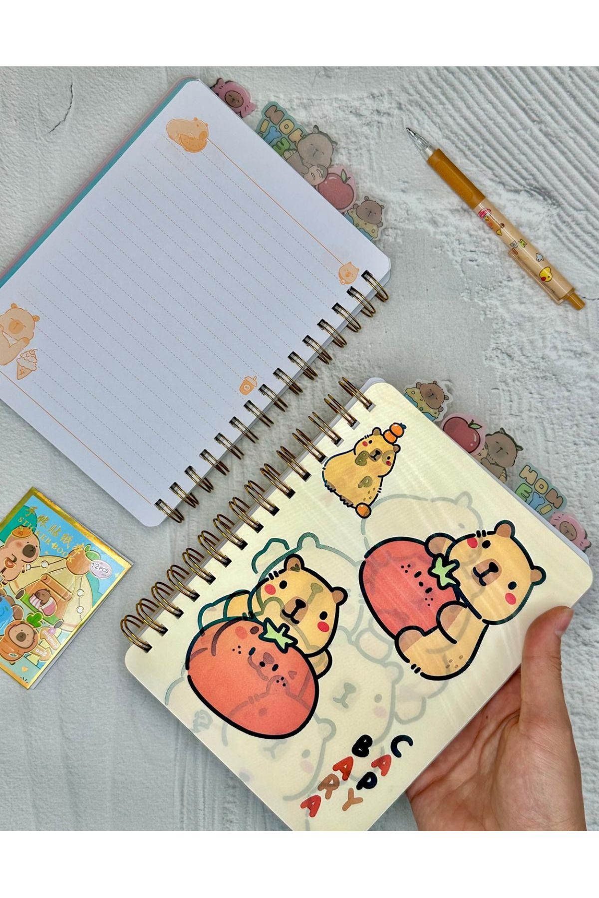 ZeCo Collection Capybara Kapibara A5 Ayraçlı Hologram Kapak Spiralli Defter 120 Yaprak Çizgili