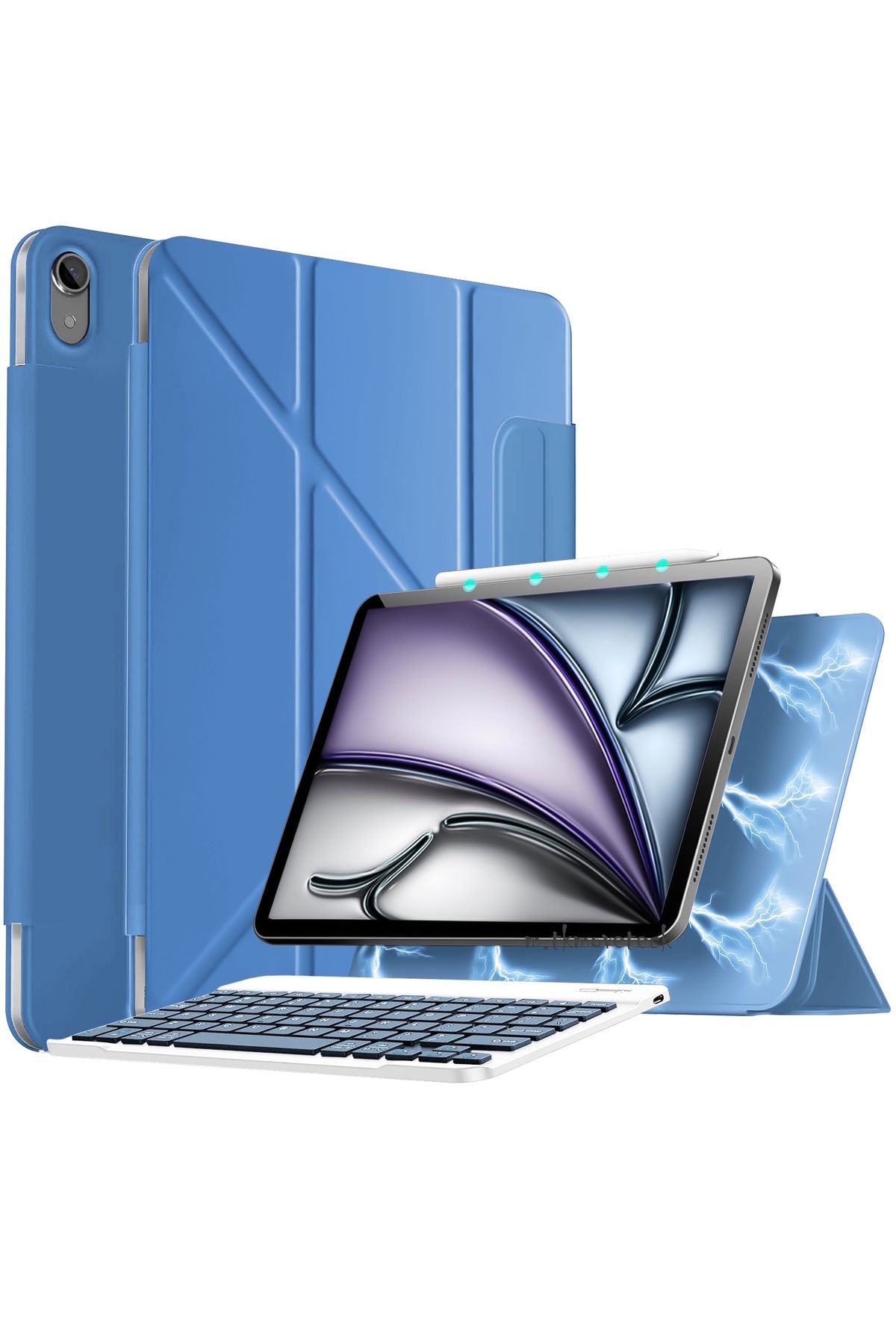 m.tk moveteck İpad 11.Nesil A16 11inç/10.Nesil 10.9inç Magic Klavyeli Slim Kılıf Mıknatıslı Kilit Tutuculu Kapak