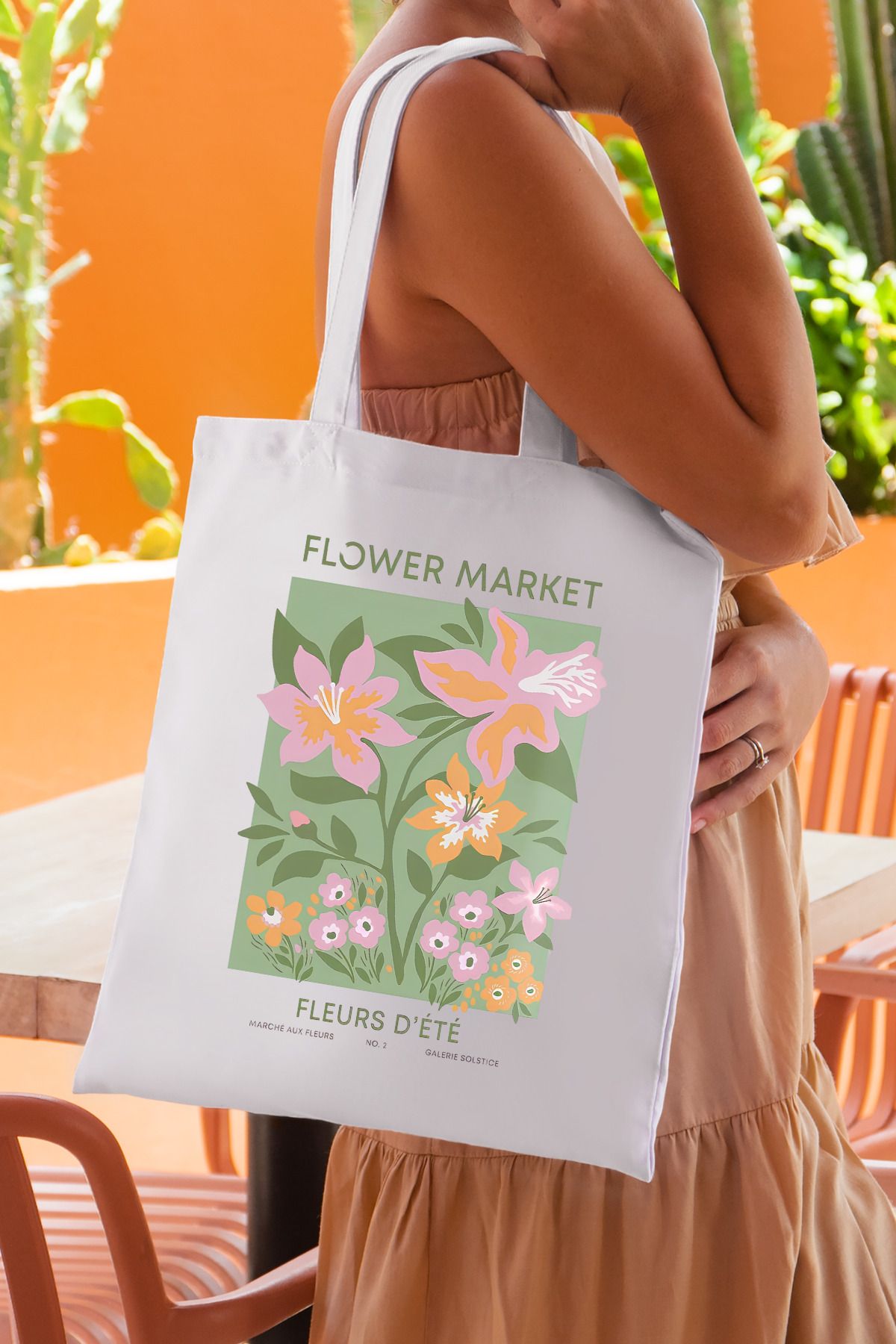 SevindirenŞeyler Flower Market Baskılı Bez Çanta Tote Bag