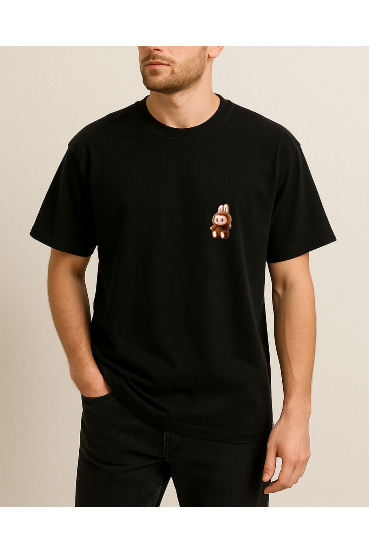 Ebiidesign Kahverengi LABUBU Baskılı Tasarımlı T-Shirt