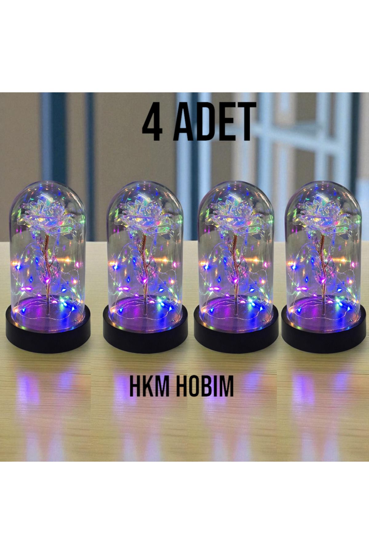 HKM Hobim Solmayan Gül Fanus – RGB Işıklı Galaxy Lamba | Hediye & Dekoratif Gece Lambası 4 ADET