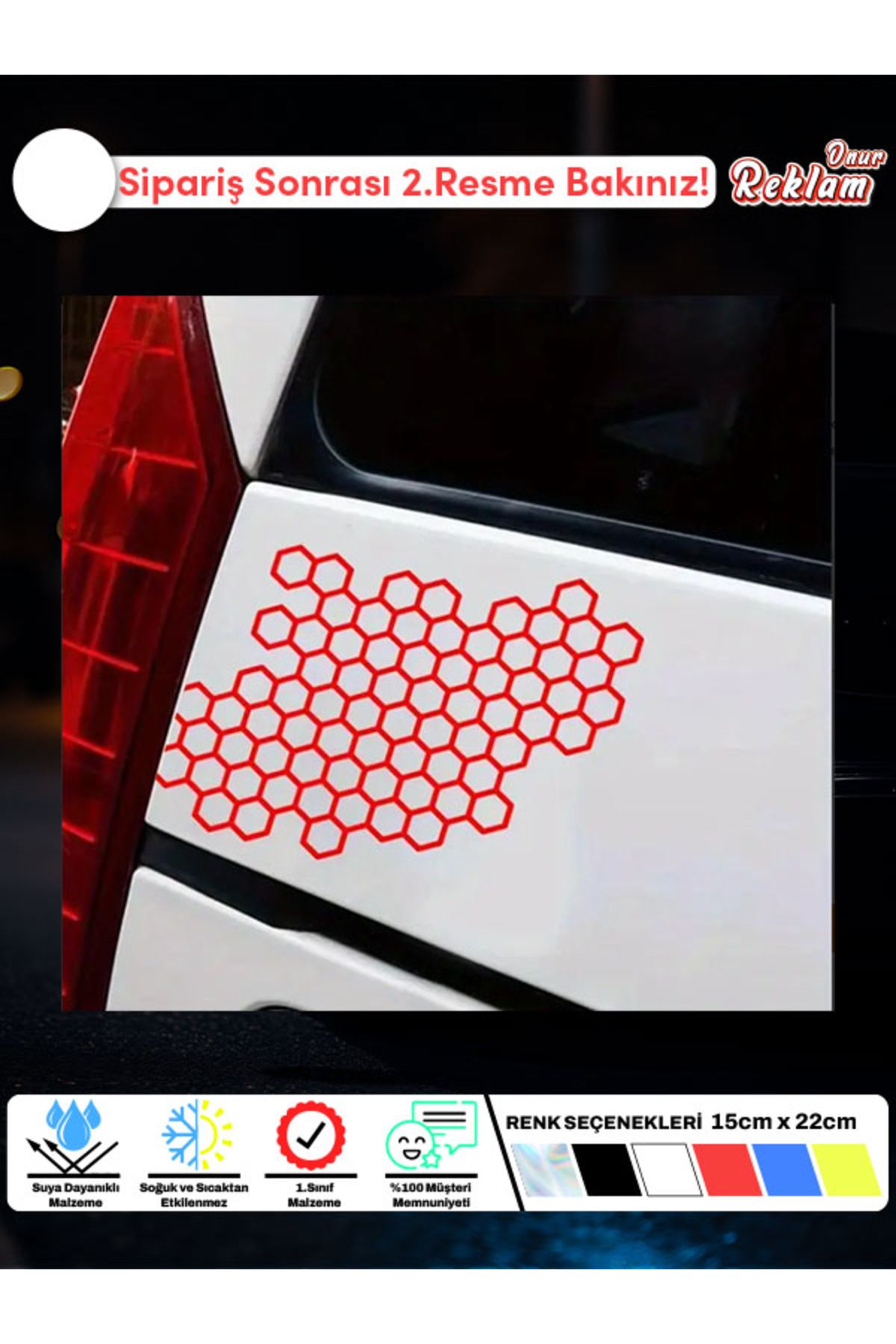 Onur Reklam Petek Desenli Kask ve Motosiklet Stickerı – Suya Dayanıklı 15x22 cm