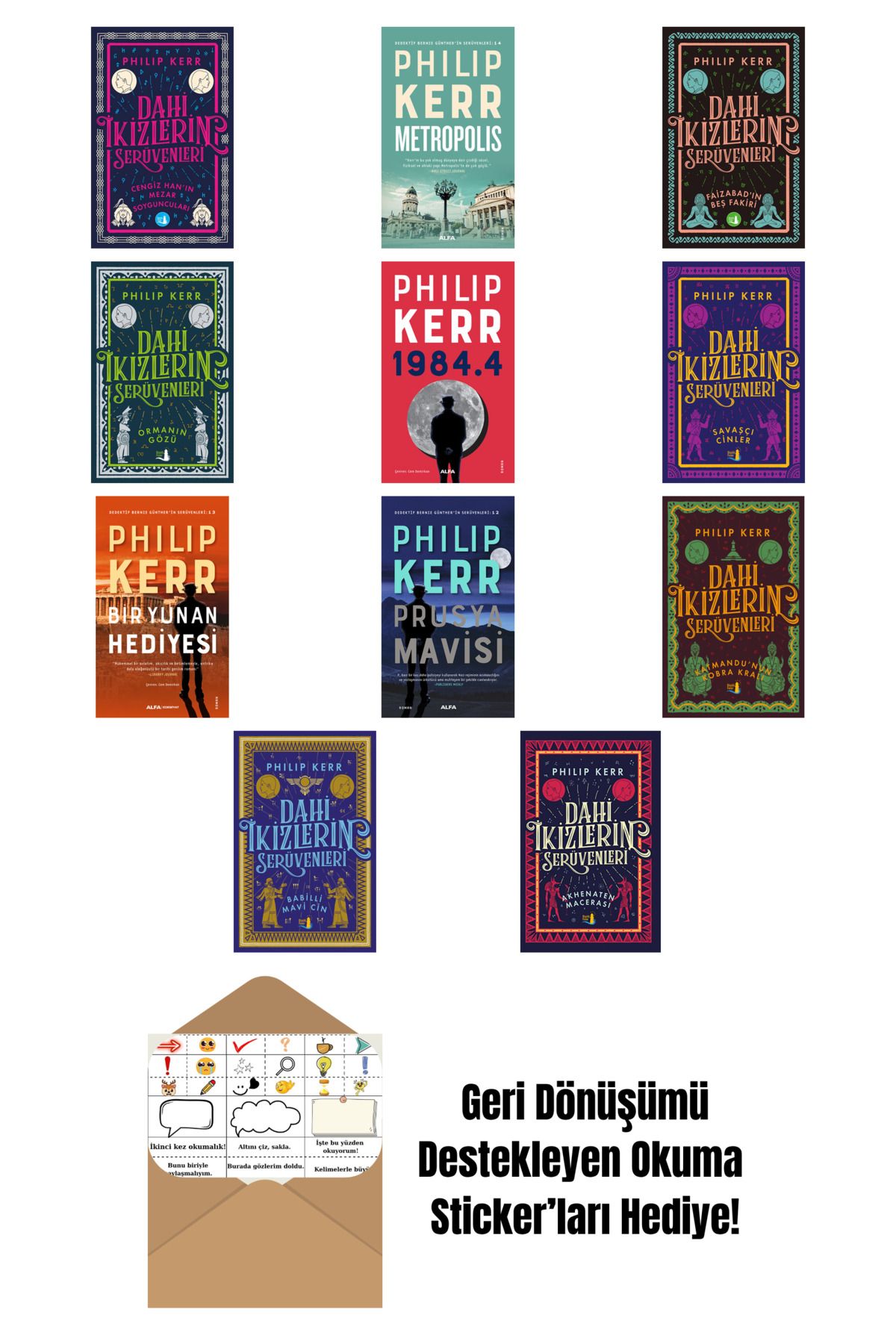 Alfa Yayınları Philip Kerr 11 Kitap Set + Okuma Sticker'ları
