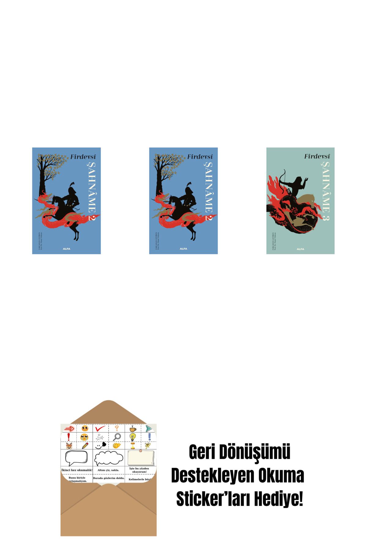 Alfa Yayınları Şahnâme 2 + Şahnâme 2 (Ciltli) + Şahnâme 3 (Ciltli) + Okuma Sticker'ları