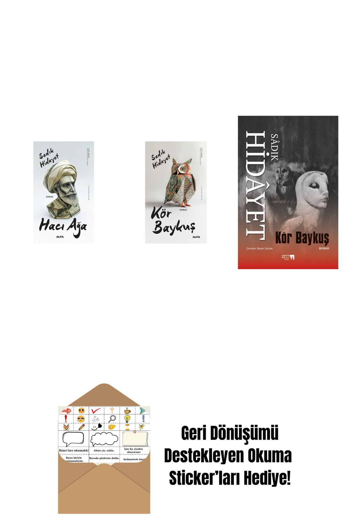 Alfa Yayınları Hacı Ağa + Kör Baykuş + Kör Baykuş + Okuma Sticker'ları