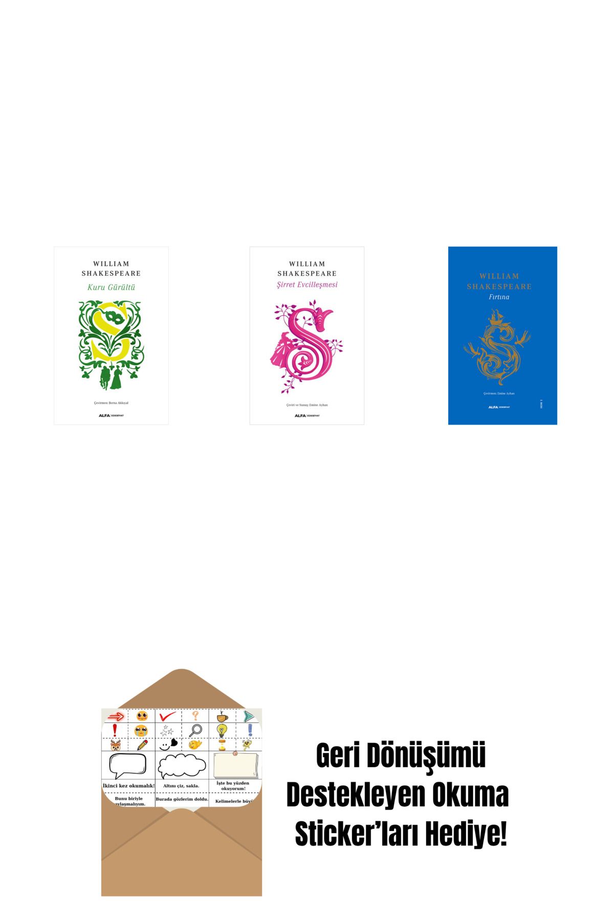 Alfa Yayınları Kuru Gürültü + Şirret Evcilleşmesi + Bir Yazdönümü Gecesi Rüyası (Ciltli) + Okuma Sticker'ları