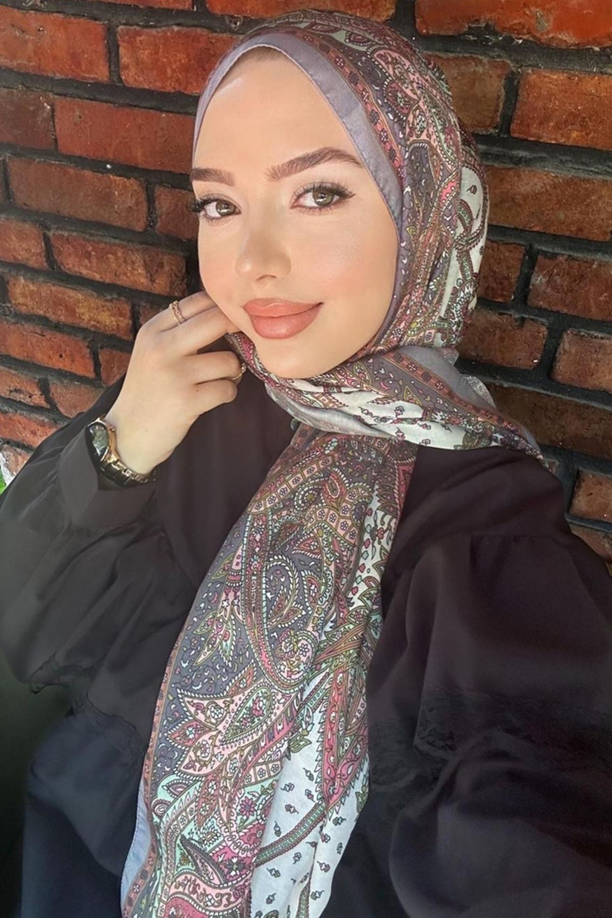Modaselvim Etnik Desen Soft Şal Serisi 701ART1138 Gri
