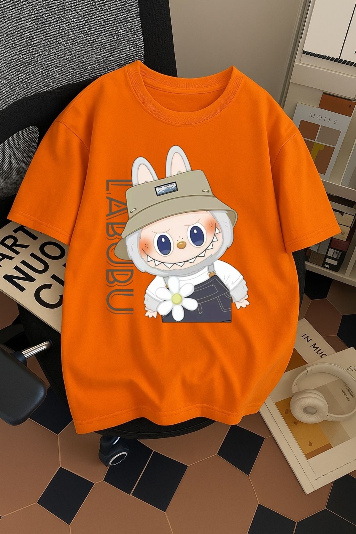 SOHR Unisex Erkek/Kadın Labubu Renkli Baskılı Oversize Pamuklu T-Shirt