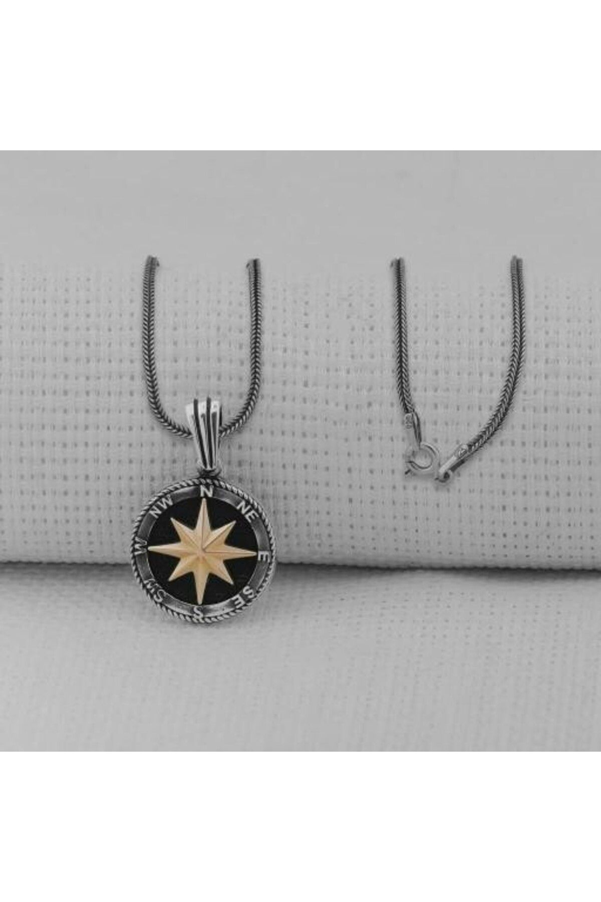 shop Pusula Tasarımlı 925 Ayar Gümüş Erkek Kolye