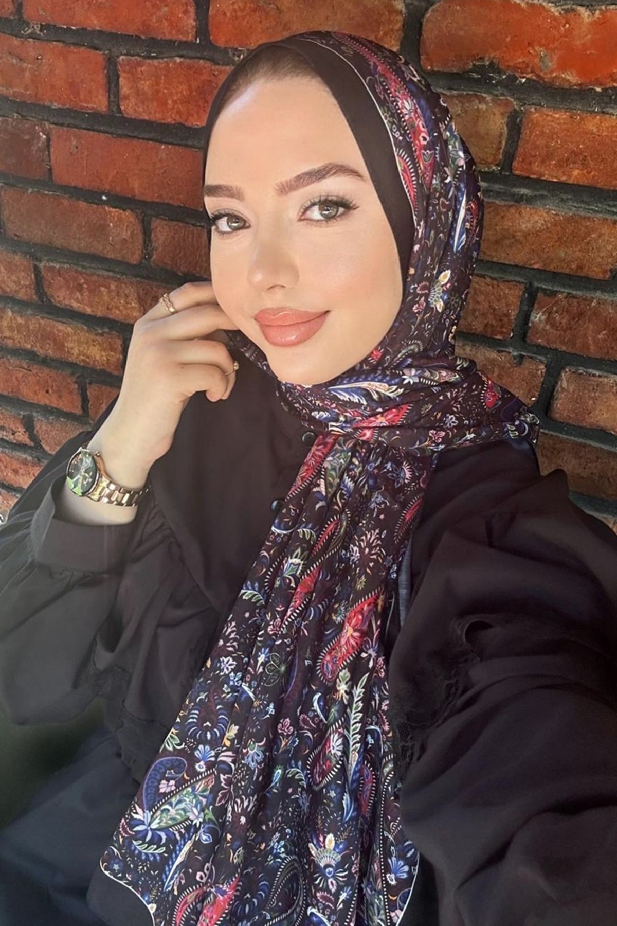 Modaselvim Renkli Desenli Soft Şal Serisi 703ART1138 Siyah