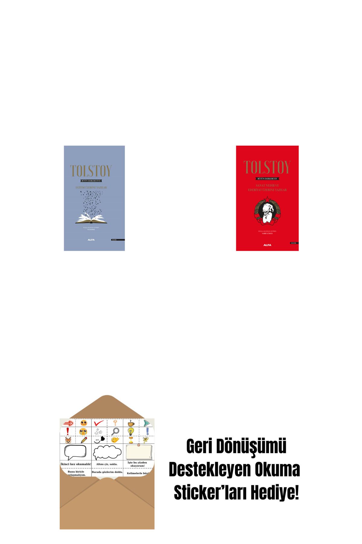 Alfa Yayınları Tolstoy Bütün Eserleri 17 (Ciltli) + Tolstoy Bütün Eserleri 15 (Ciltli) + Okuma Sticker'ları