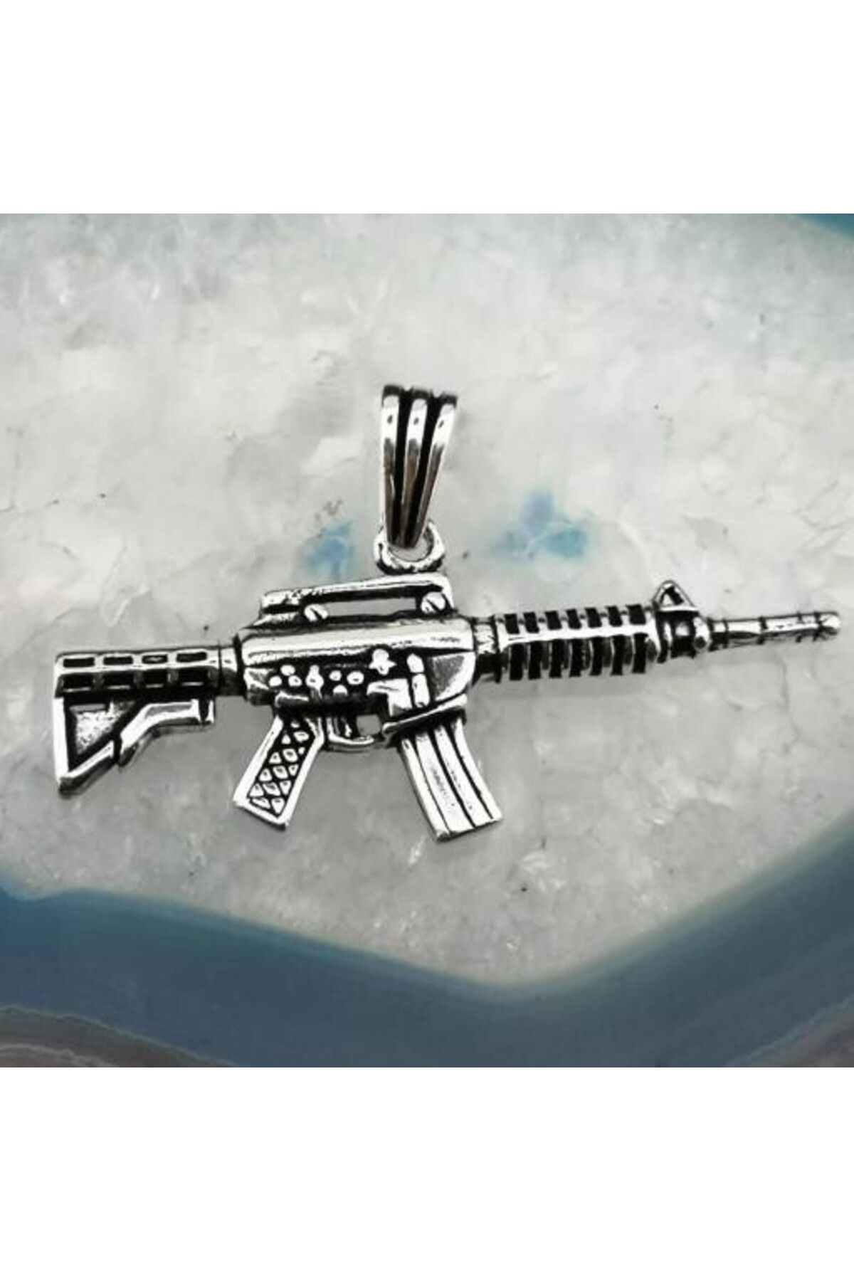 shop Tüfek Tasarımlı 925 Ayar Gümüş Erkek Kolye Ucu