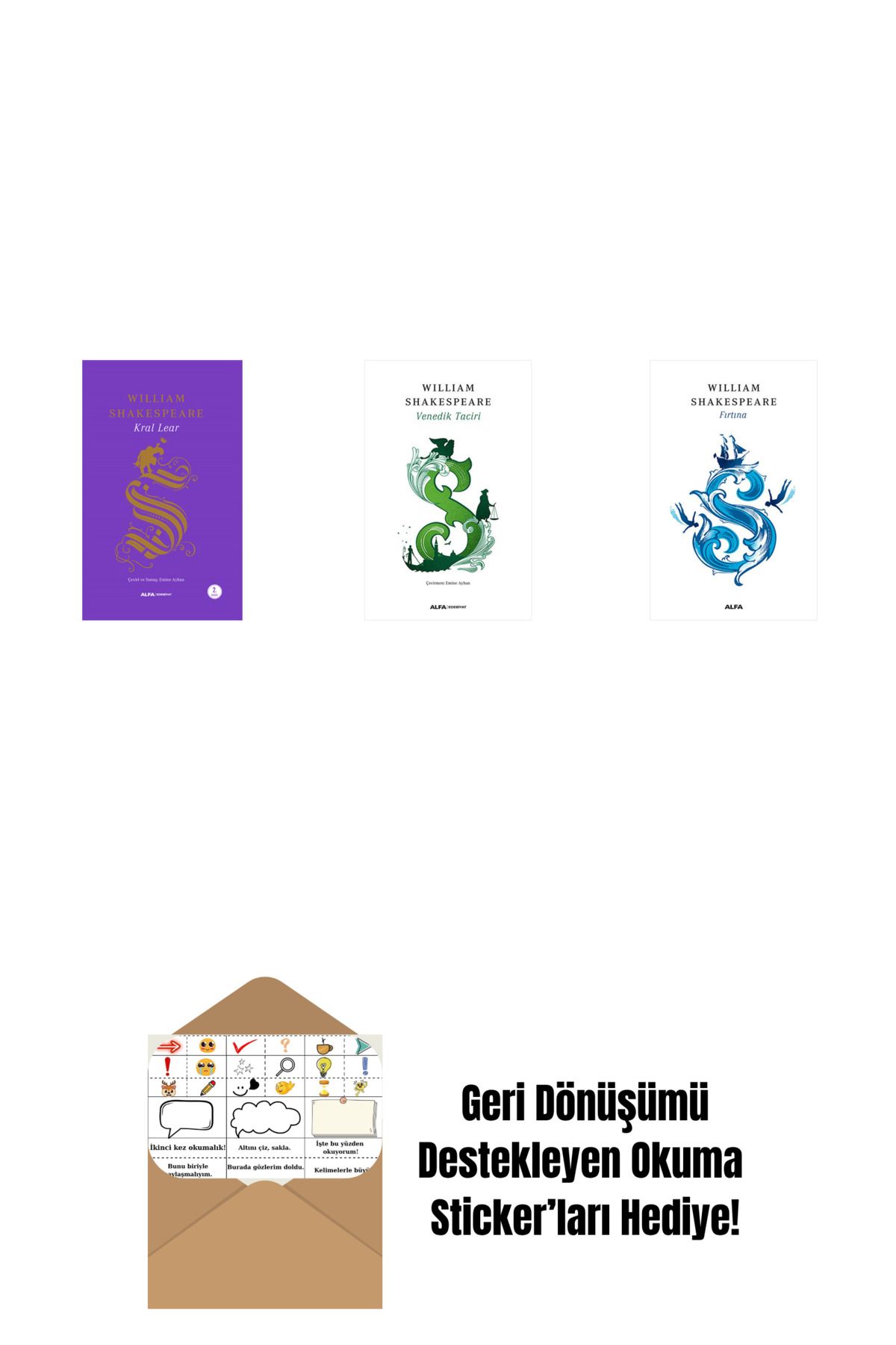 Alfa Yayınları Kral Lear (Ciltli) + Venedik Taciri + Bir Yazdönümü Gecesi Rüyası + Okuma Sticker'ları