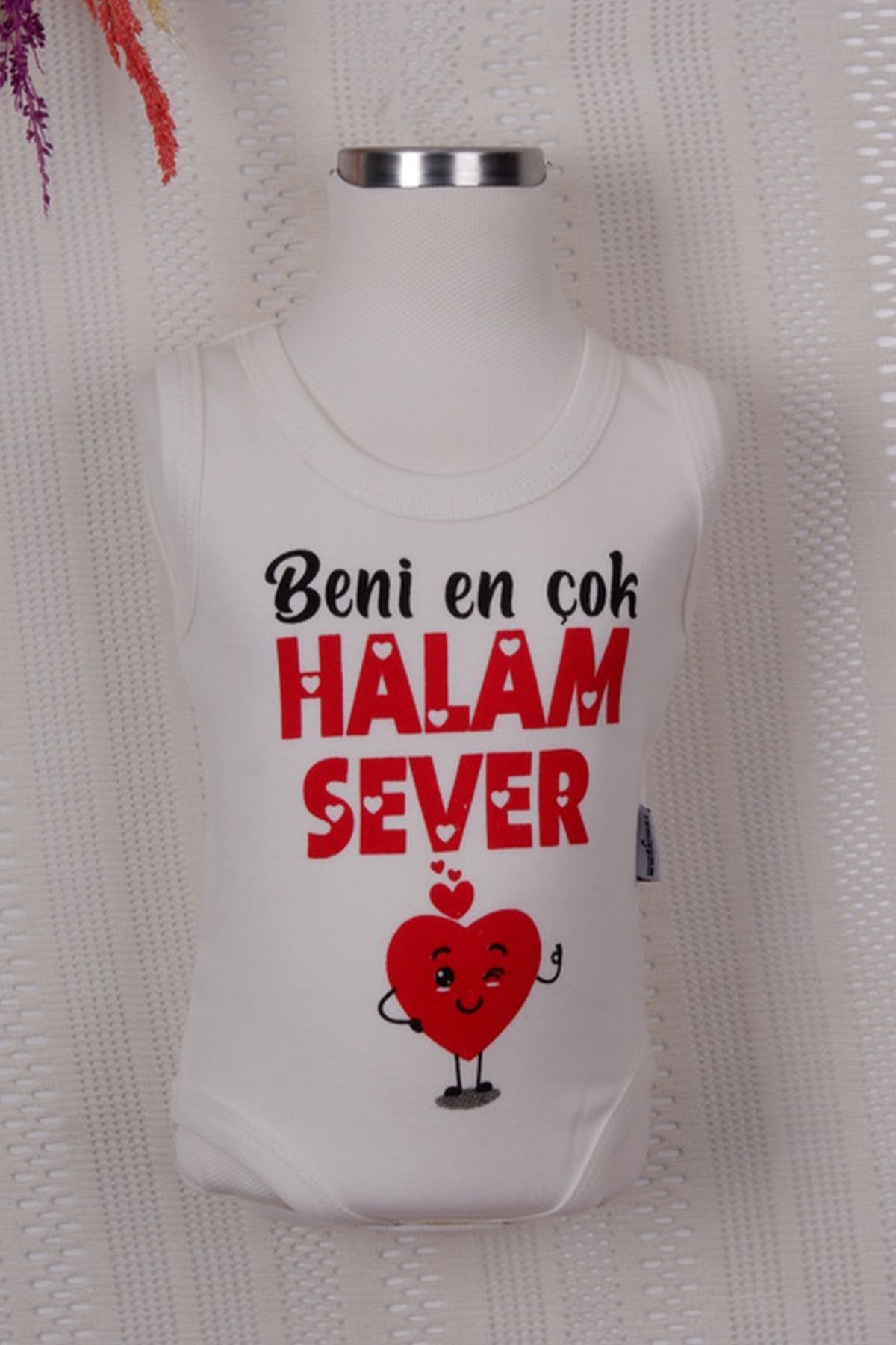 LilJoy Beni En Çok Halam Sever Baskılı Bebek Body Zıbın %100 Pamuk