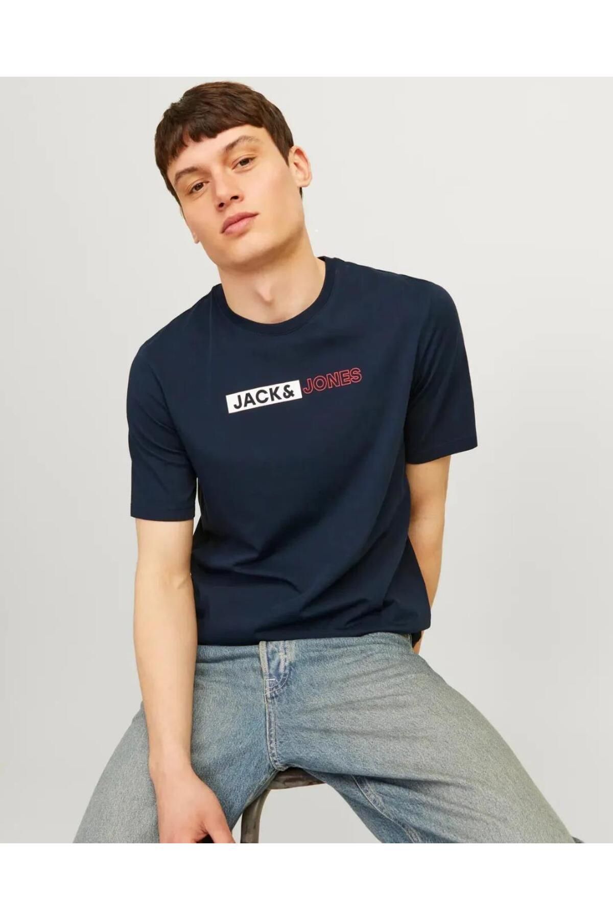 Jack & Jones JACK&JONES 12221946 GOGSU YAZILI 0 YAKA KISA KOL TSHIRT
